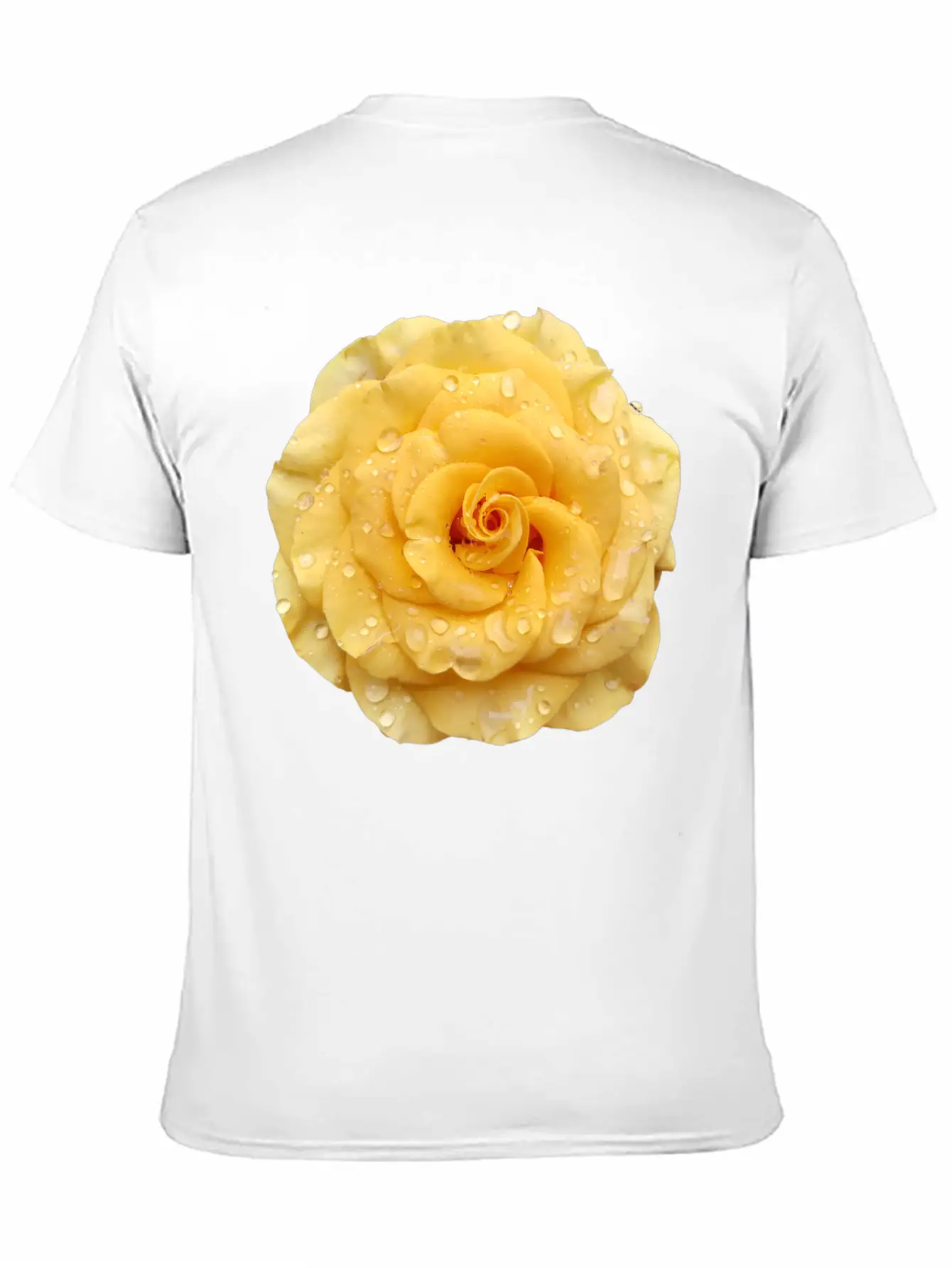 Yellow Rose With Raindrops Casual Graphic T-Shirt – Simple And Comfortable Daily Wear