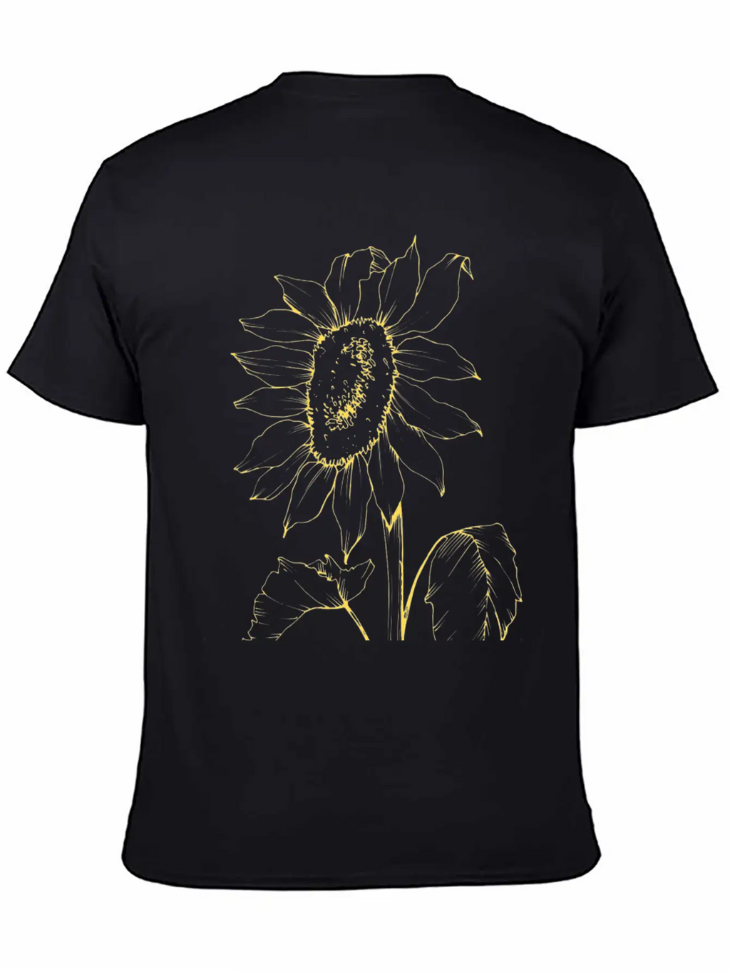 Yellow Sunflower Outline Sketch Unisex Casual T-Shirt – Clean Design For Daily Comfort