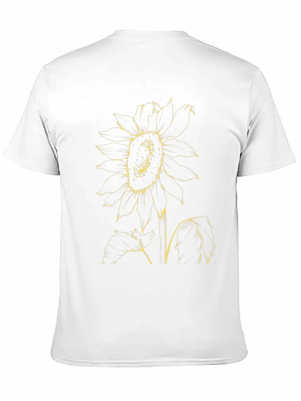 Yellow Sunflower Outline Sketch Unisex Casual T-Shirt – Clean Design For Daily Comfort