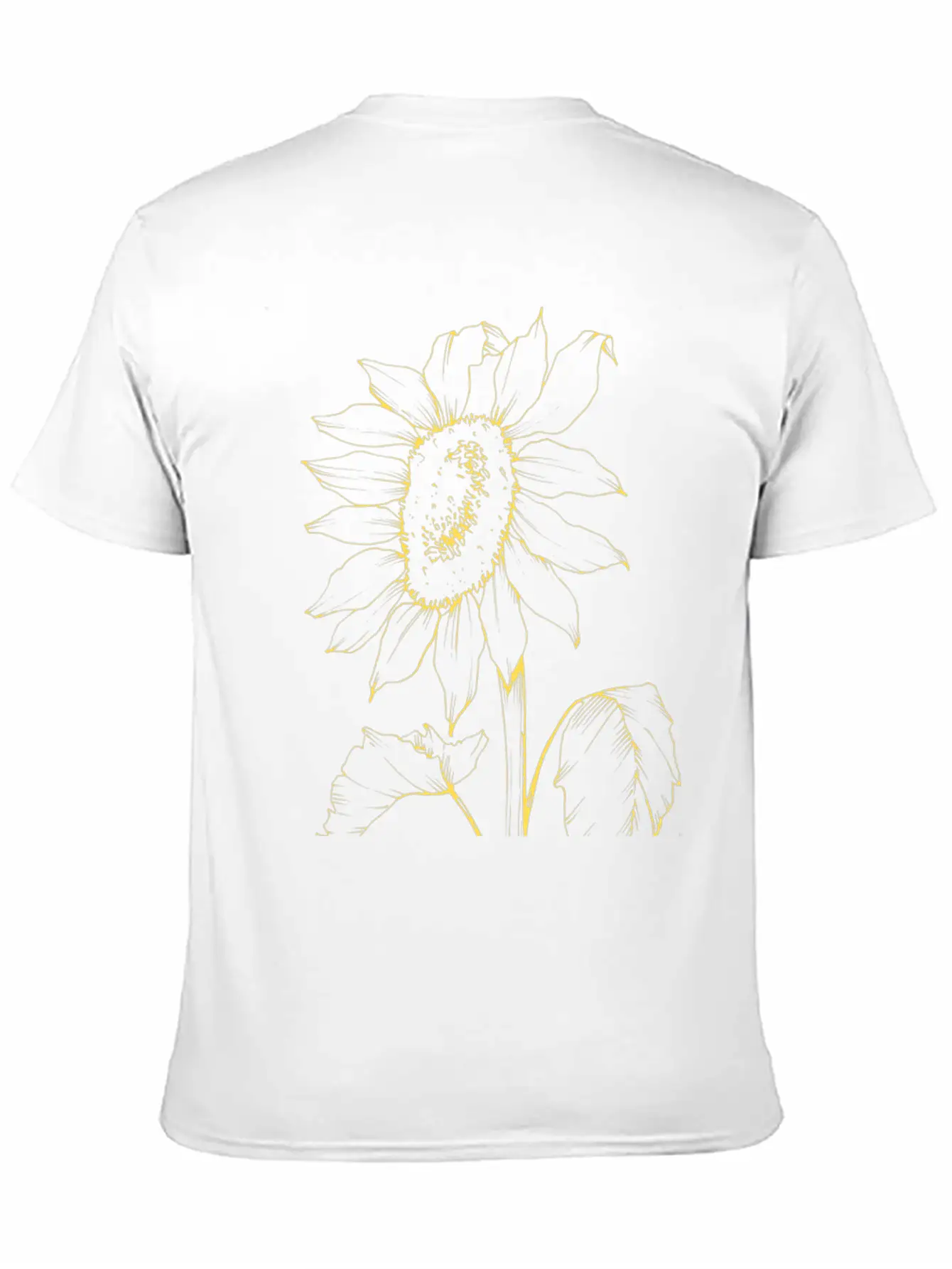 Yellow Sunflower Outline Sketch Unisex Casual T-Shirt – Clean Design For Daily Comfort