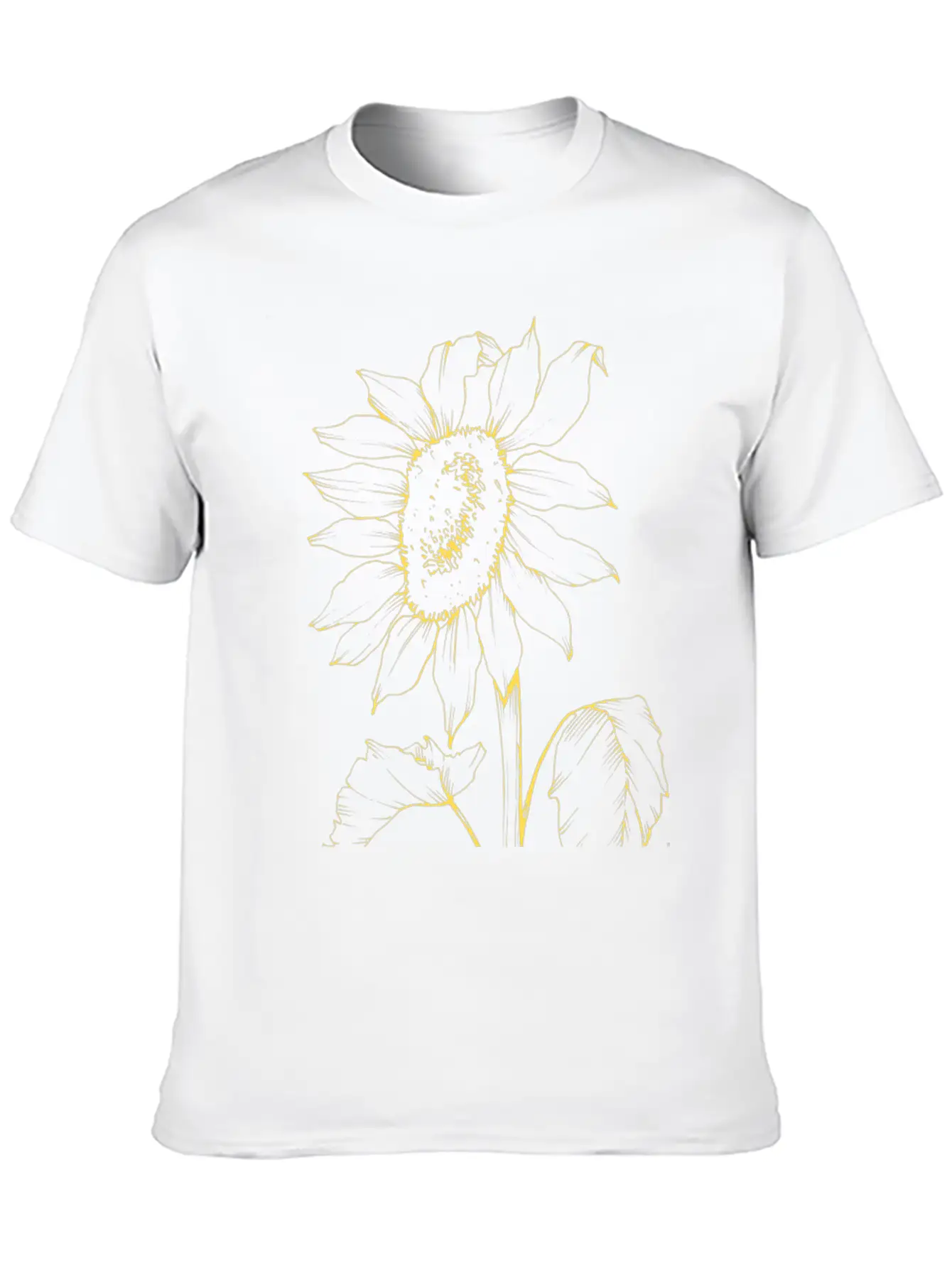 Yellow Sunflower Outline Sketch Unisex Casual T-Shirt – Clean Design For Daily Comfort