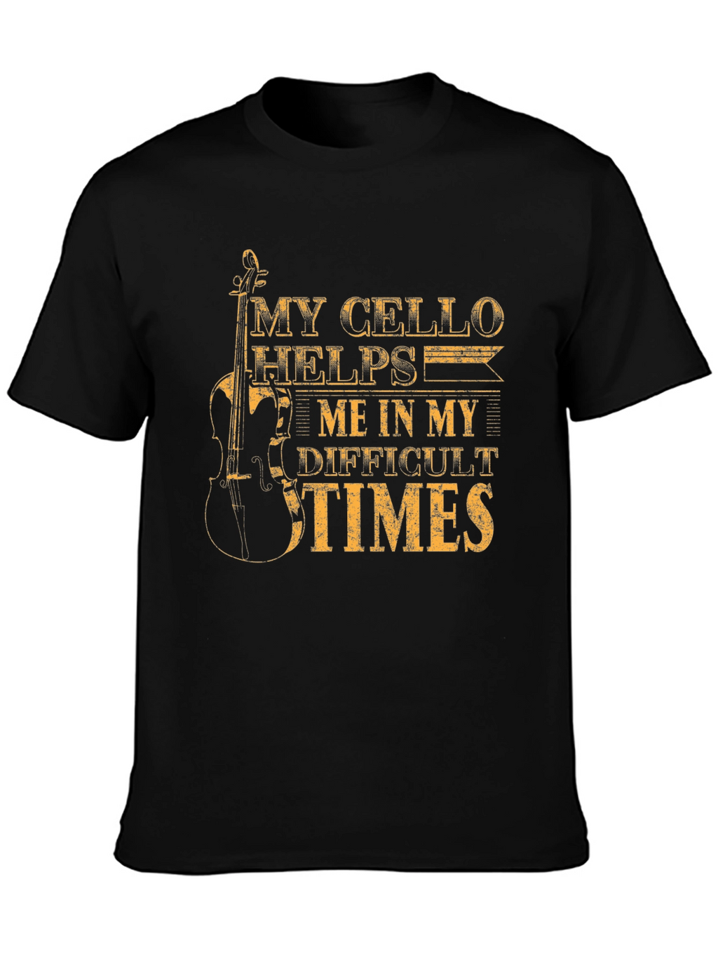 My Cello Helps Me Black T-Shirt