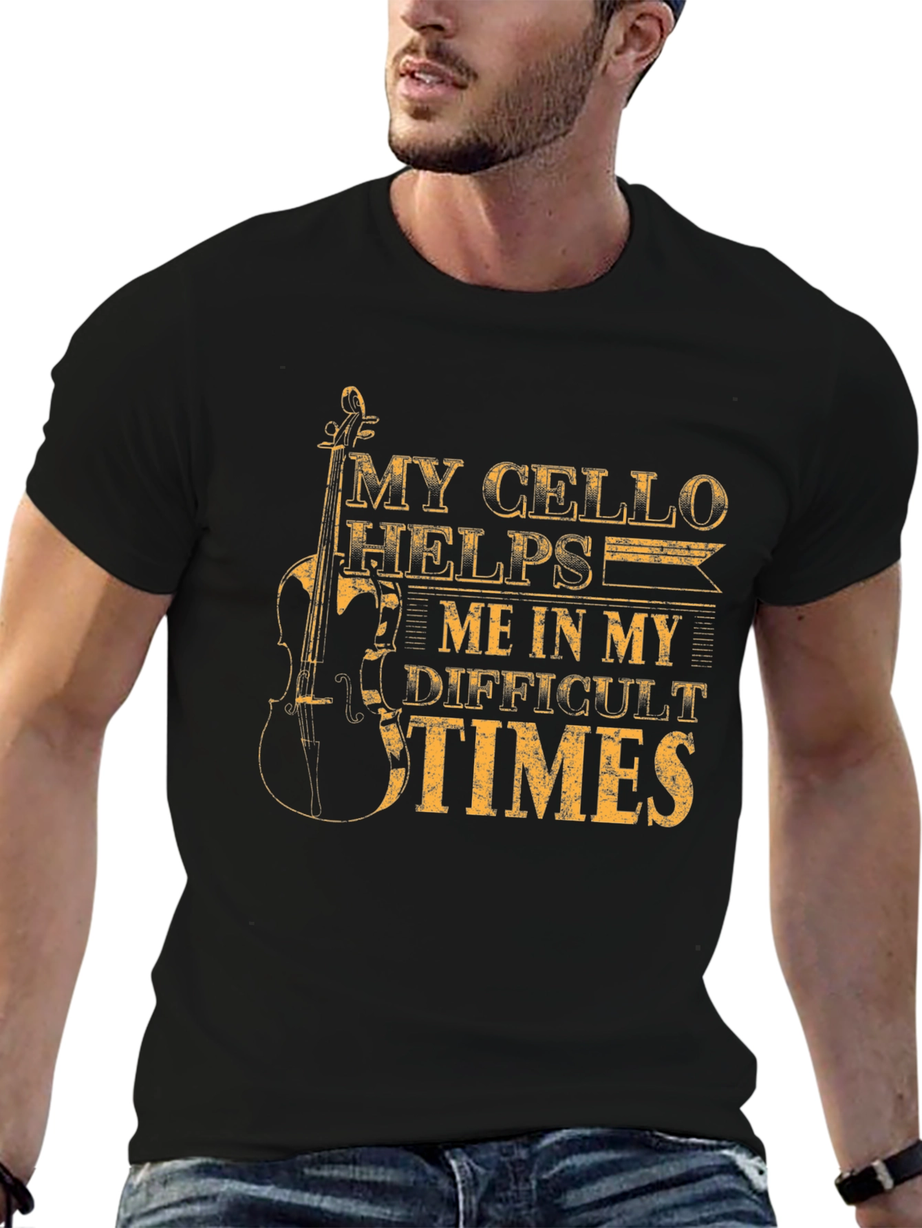 My Cello Helps Me Black T-Shirt