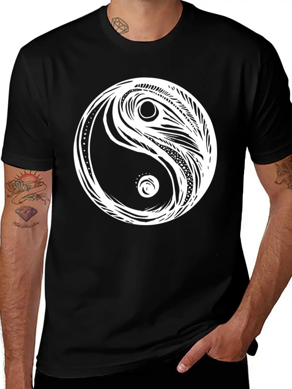 Yin Yang Balance Drawing Unisex Casual T-Shirt – Clean Design For Daily Comfort