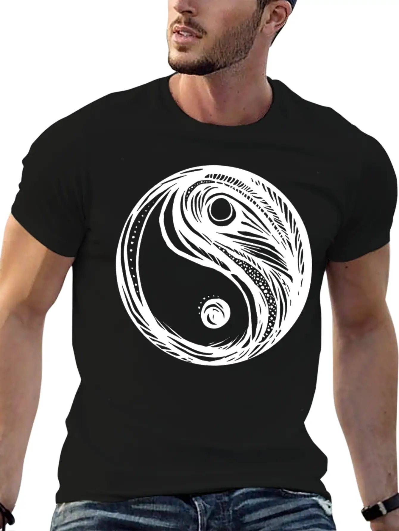 Yin Yang Balance Drawing Unisex Casual T-Shirt – Clean Design For Daily Comfort