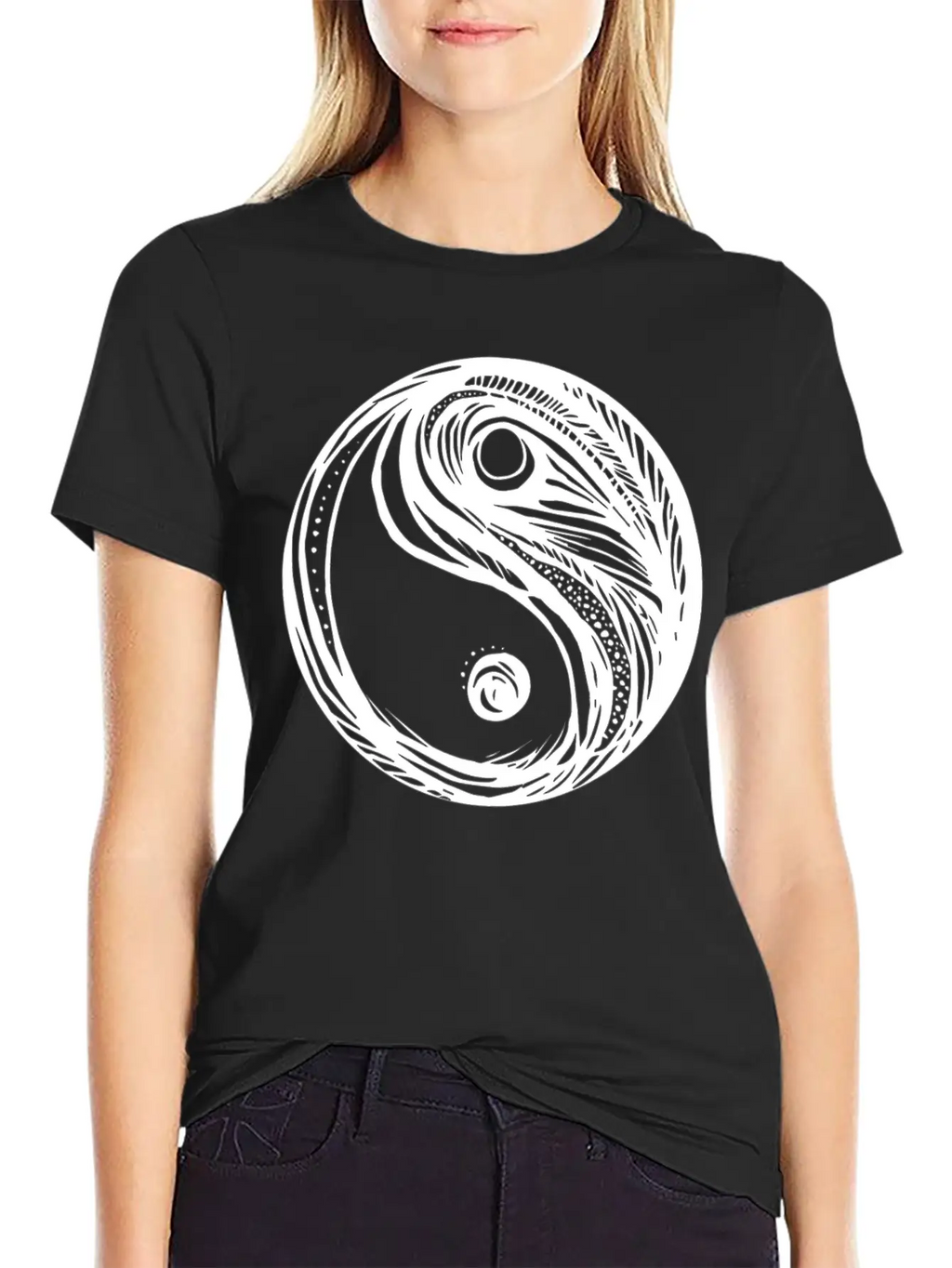 Yin Yang Balance Drawing Unisex Casual T-Shirt – Clean Design For Daily Comfort