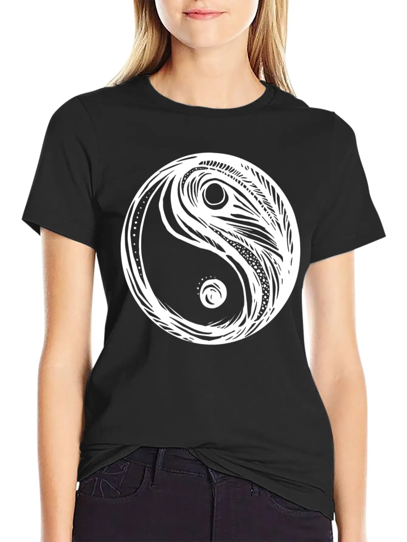 Yin Yang Balance Drawing Unisex Casual T-Shirt – Clean Design For Daily Comfort
