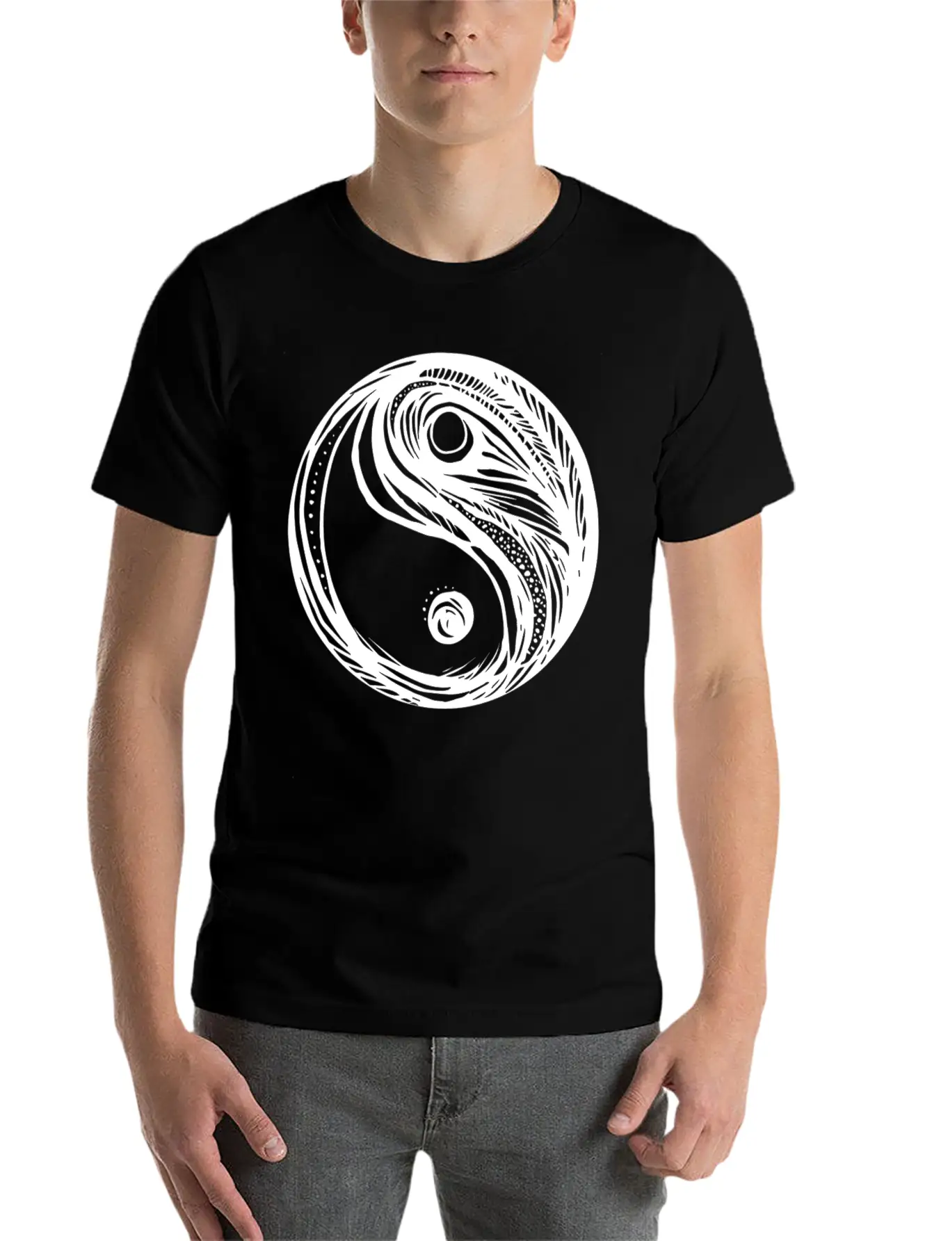 Yin Yang Balance Drawing Unisex Casual T-Shirt – Clean Design For Daily Comfort