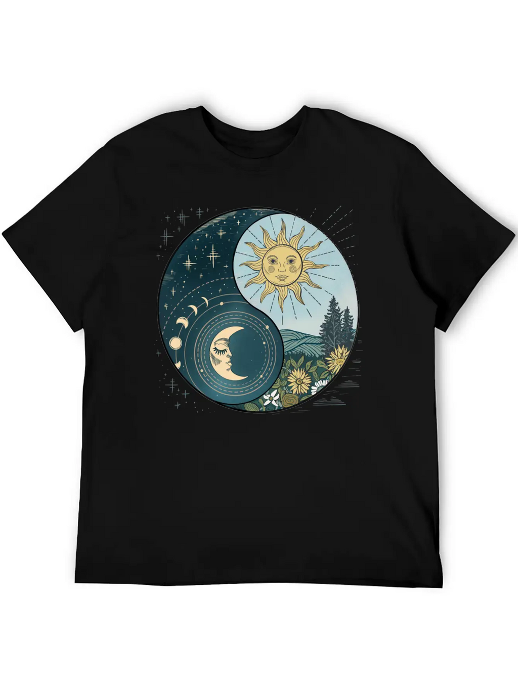 Yin Yang Sun And Moon Celestial Harmony Unisex Short Sleeve Soft Cotton T-Shirt – Casual Everyday Wear
