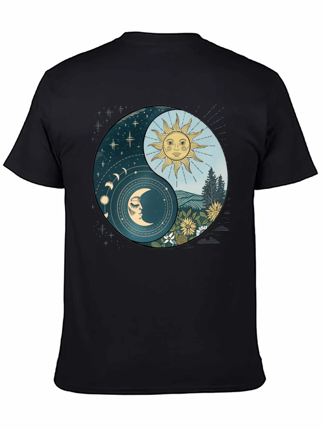 Yin Yang Sun And Moon Celestial Harmony Unisex Short Sleeve Soft Cotton T-Shirt – Casual Everyday Wear