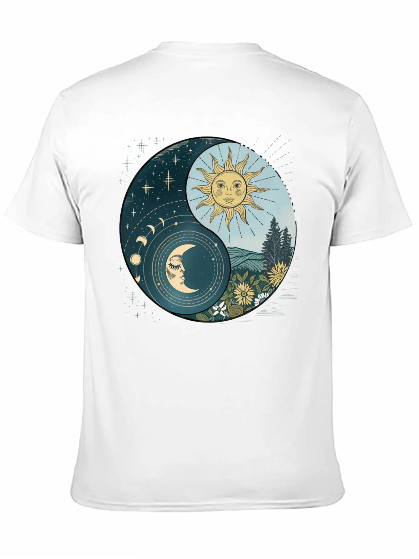 Yin Yang Sun And Moon Celestial Harmony Unisex Short Sleeve Soft Cotton T-Shirt – Casual Everyday Wear
