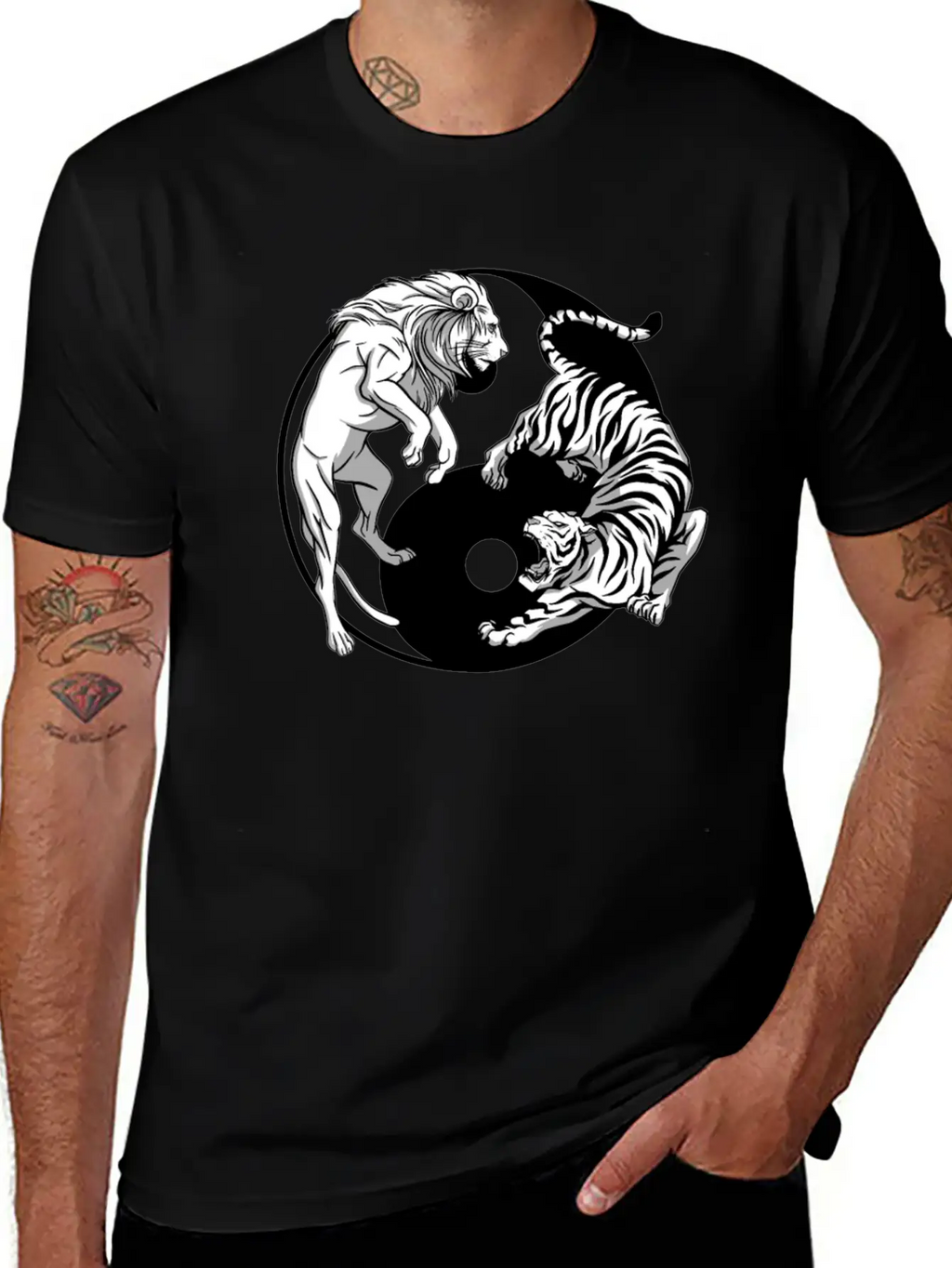 Yin Yang Tiger Lion Unisex Casual T-Shirt – Clean Design For Daily Comfort