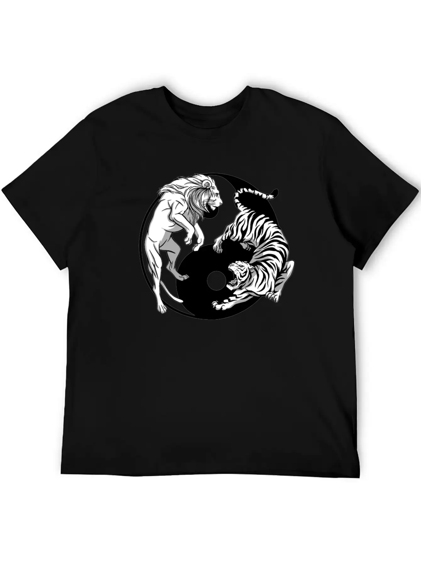 Yin Yang Tiger Lion Unisex Casual T-Shirt – Clean Design For Daily Comfort