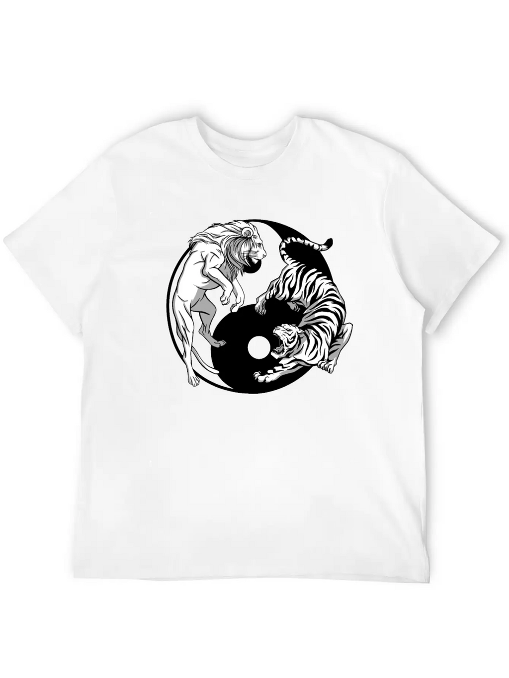 Yin Yang Tiger Lion Unisex Casual T-Shirt – Clean Design For Daily Comfort