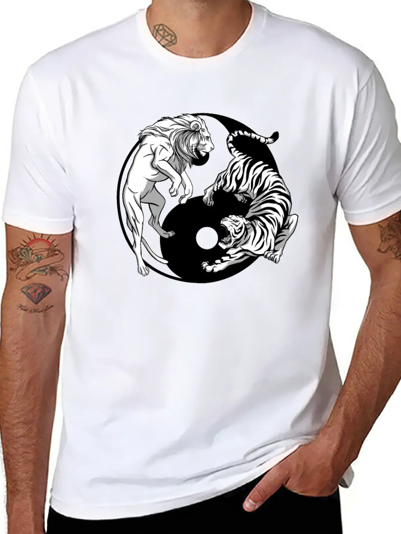 Yin Yang Tiger Lion Unisex Casual T-Shirt – Clean Design For Daily Comfort