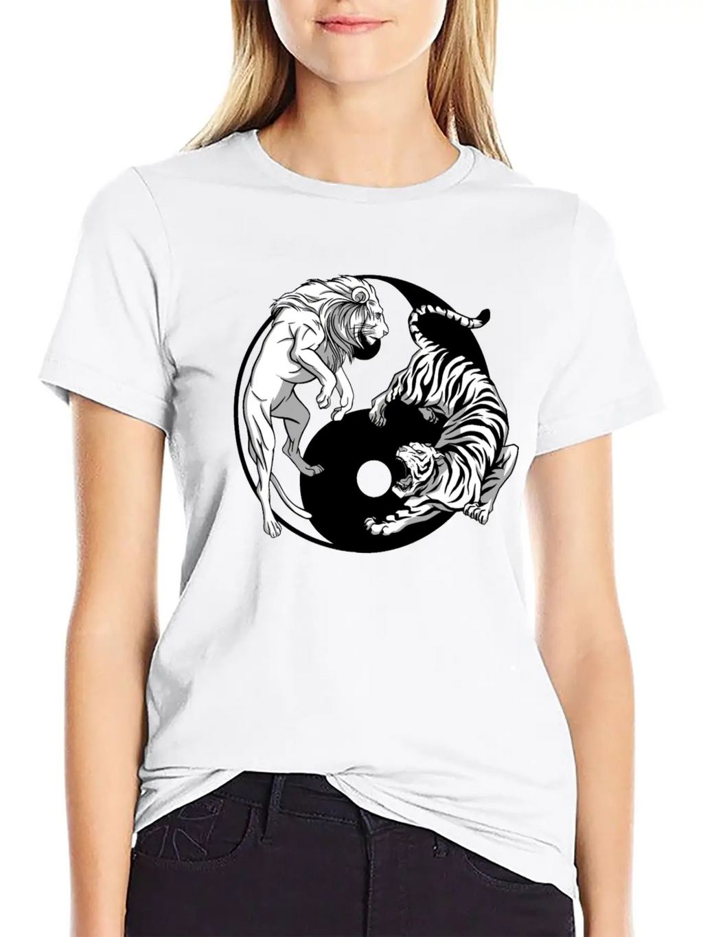 Yin Yang Tiger Lion Unisex Casual T-Shirt – Clean Design For Daily Comfort