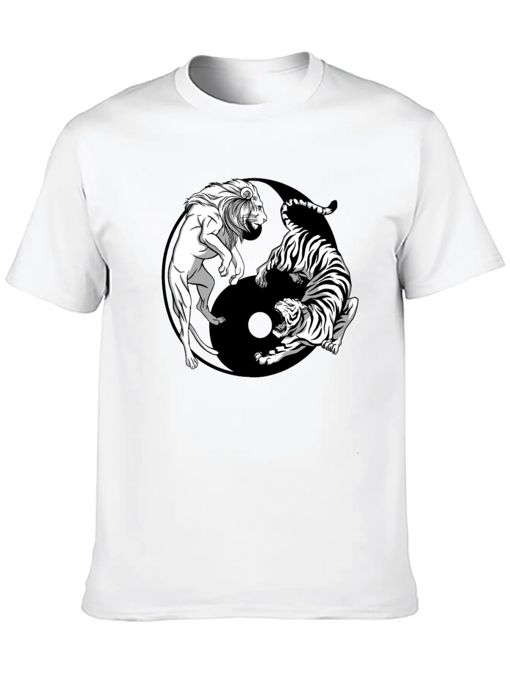 Yin Yang Tiger Lion Unisex Casual T-Shirt – Clean Design For Daily Comfort