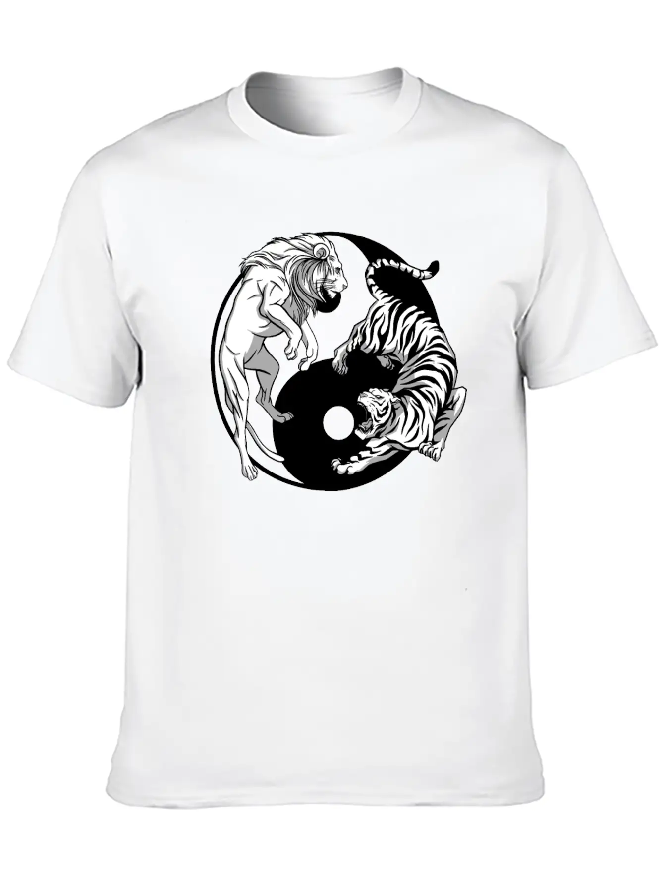 Yin Yang Tiger Lion Unisex Casual T-Shirt – Clean Design For Daily Comfort