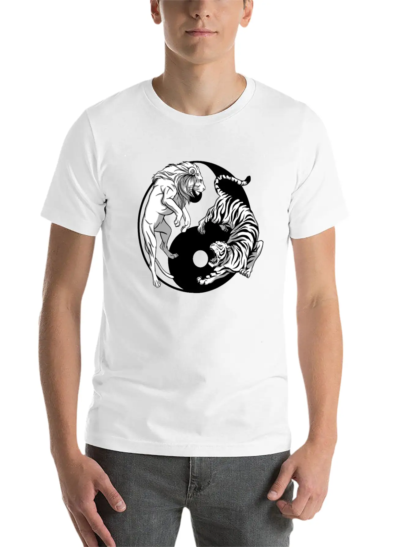 Yin Yang Tiger Lion Unisex Casual T-Shirt – Clean Design For Daily Comfort