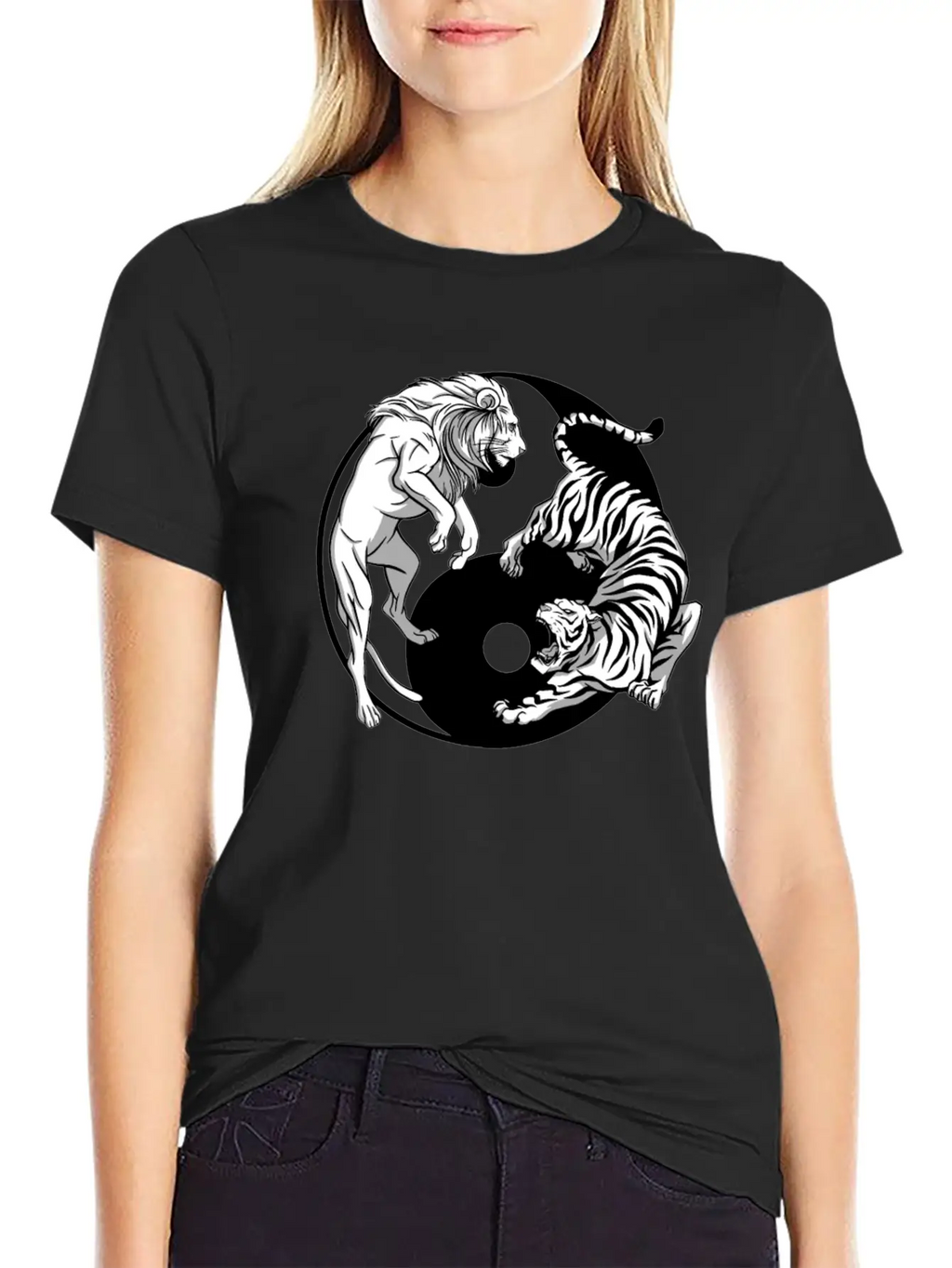 Yin Yang Tiger Lion Unisex Casual T-Shirt – Clean Design For Daily Comfort