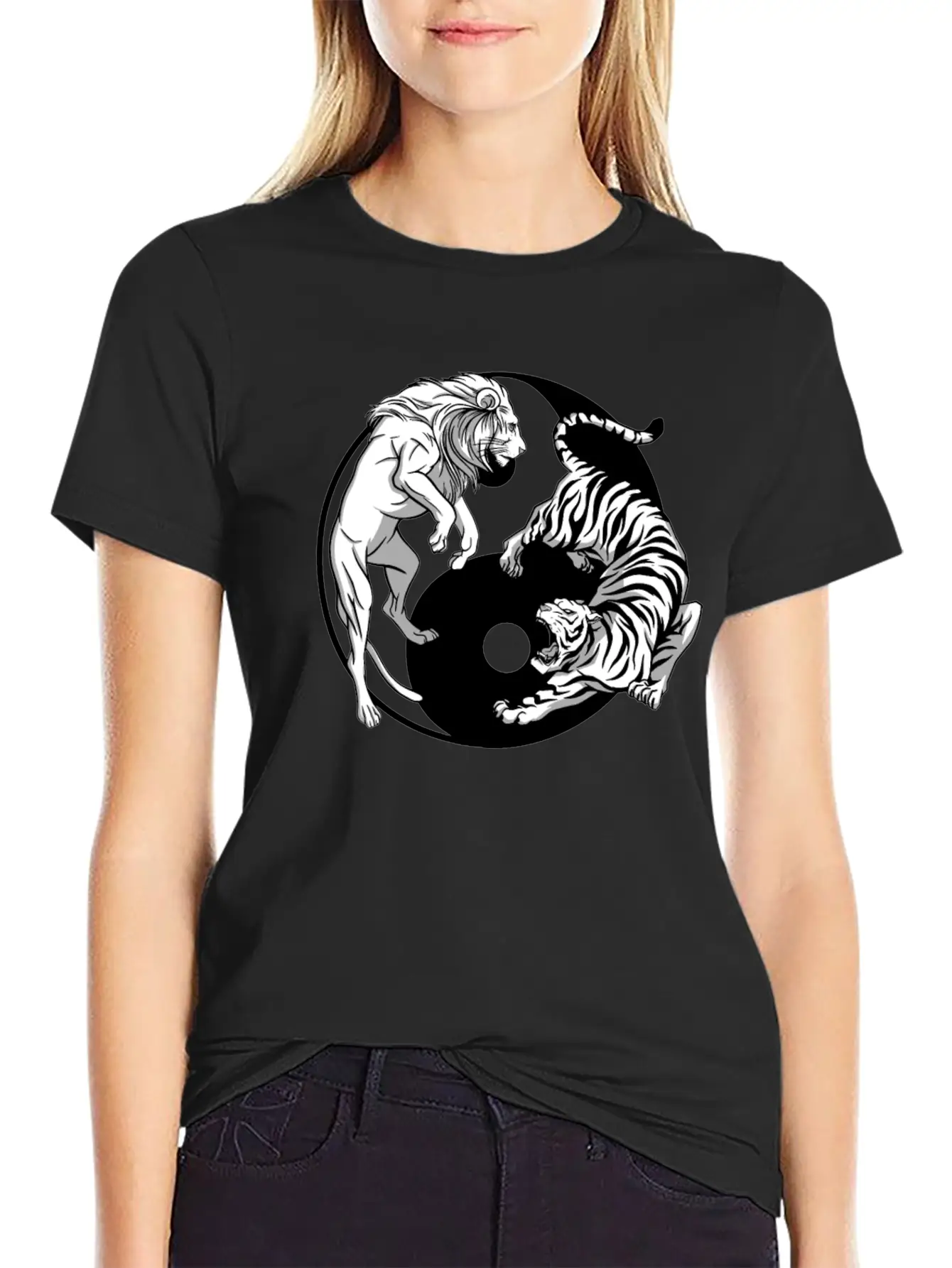 Yin Yang Tiger Lion Unisex Casual T-Shirt – Clean Design For Daily Comfort