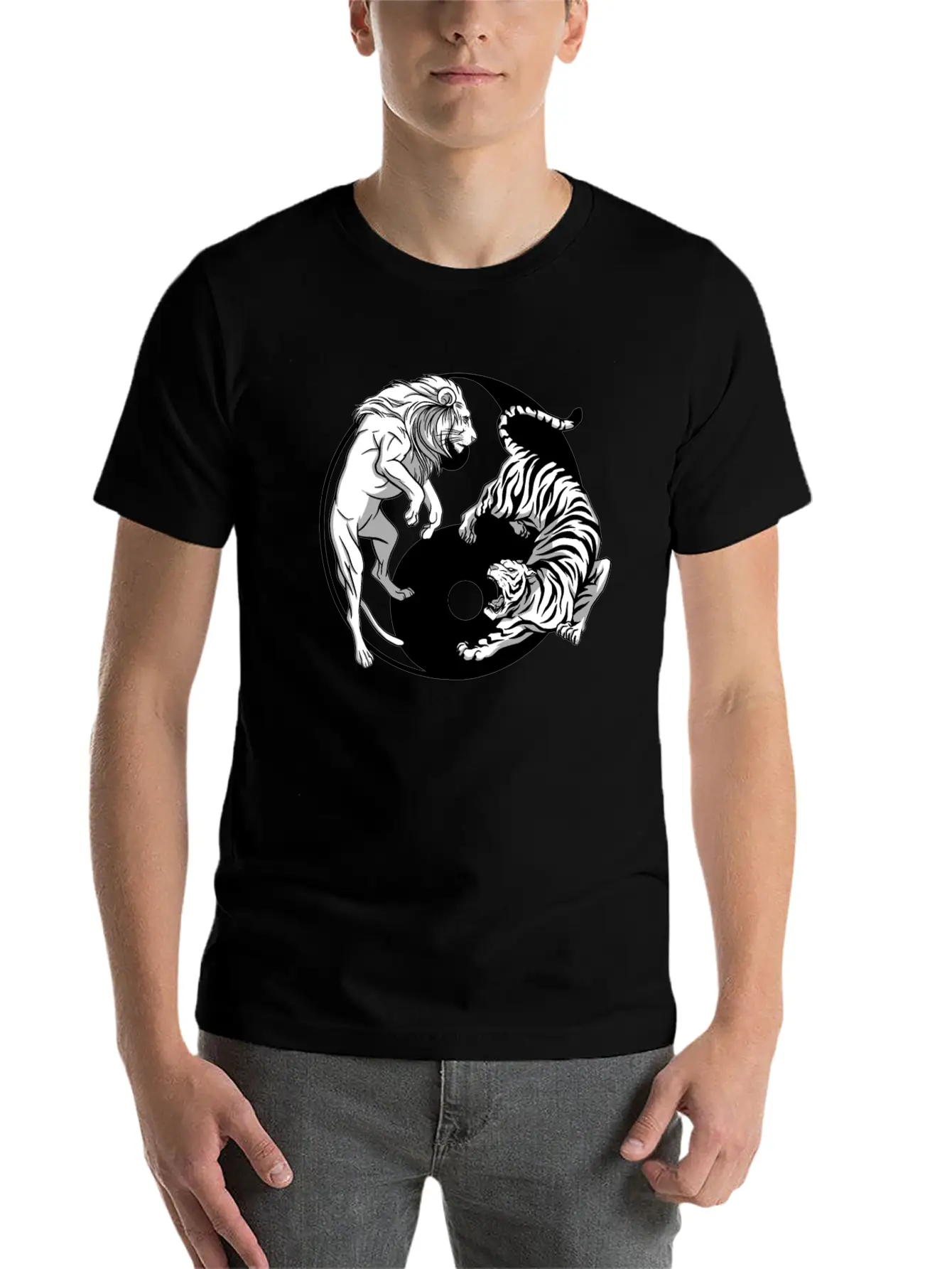 Yin Yang Tiger Lion Unisex Casual T-Shirt – Clean Design For Daily Comfort