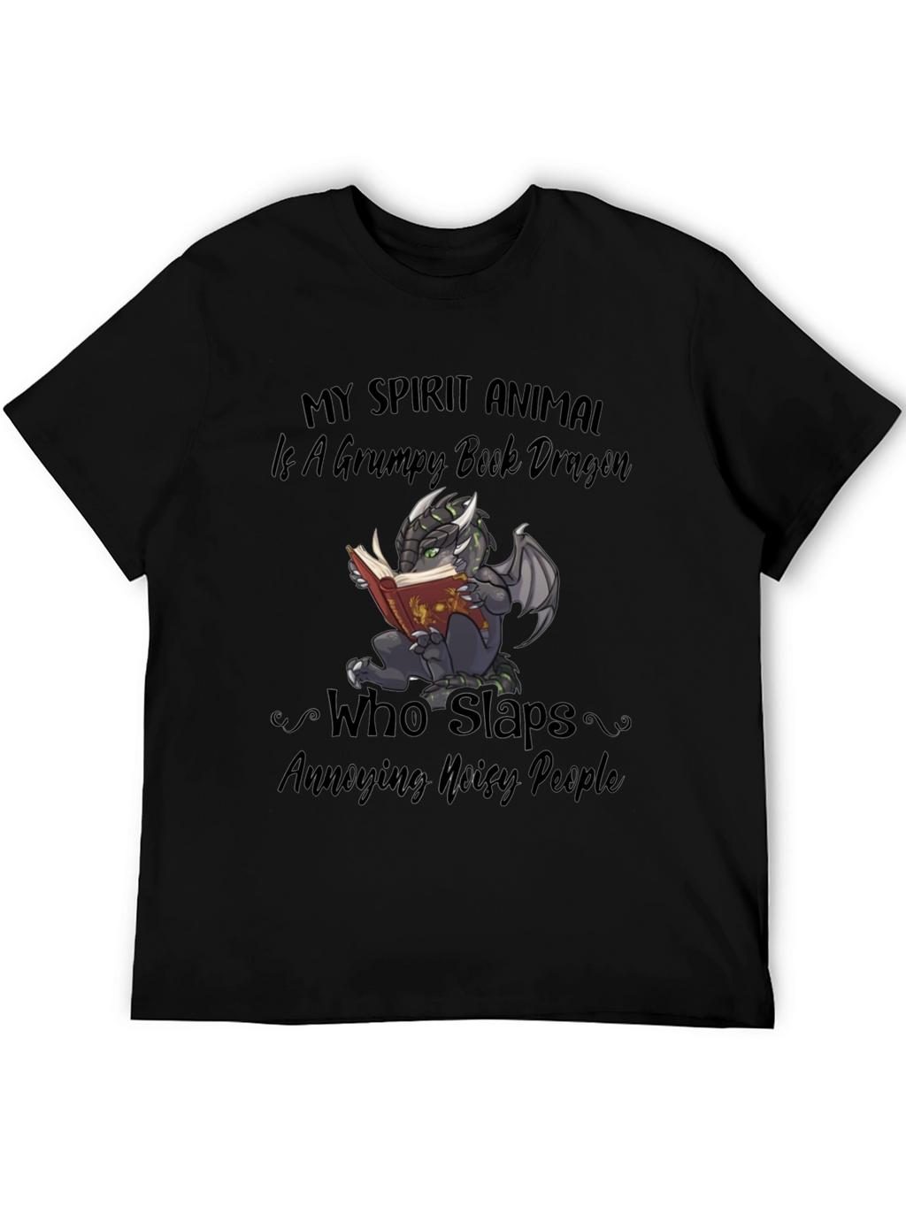 Grumpy Book Dragon T-Shirt - Funny Animal Tee