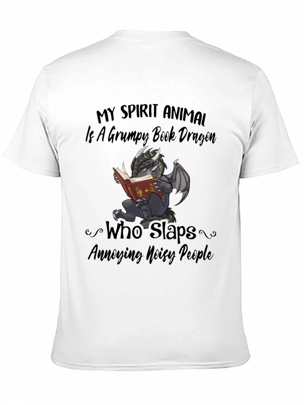 Grumpy Book Dragon T-Shirt - Funny Animal Tee