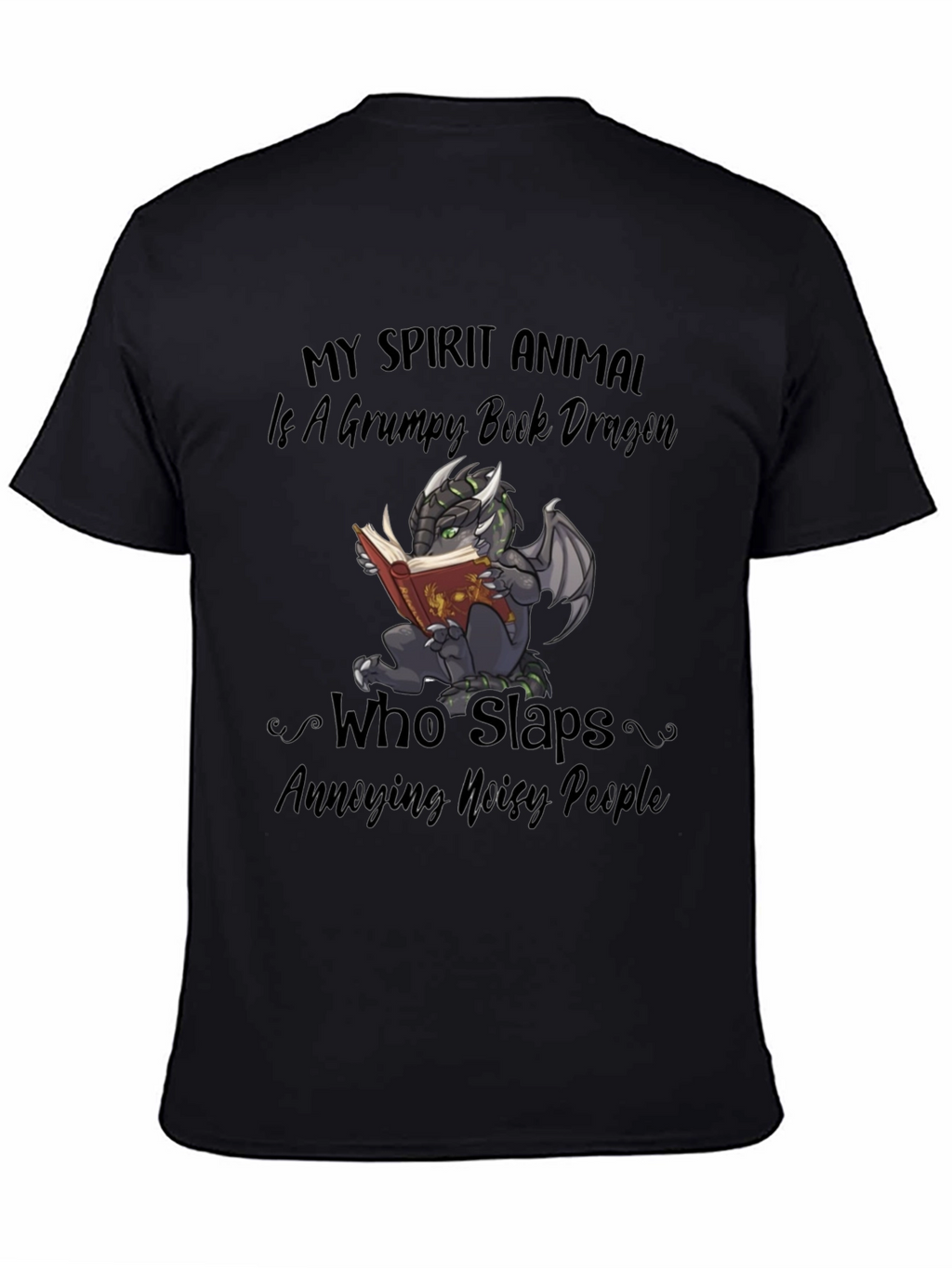 Grumpy Book Dragon T-Shirt - Funny Animal Tee