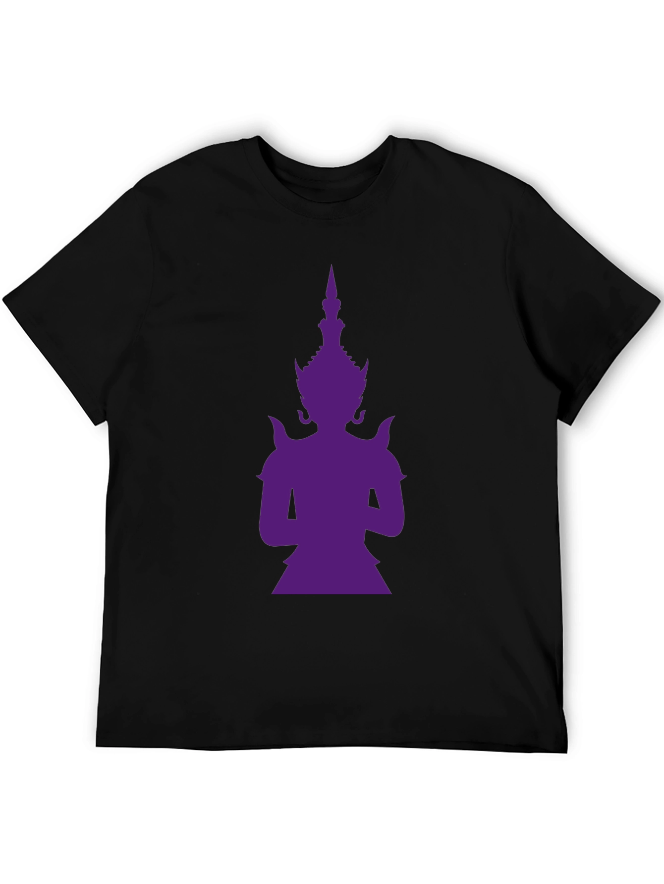 Purple Thailand Guardian God Graphic Black T-Shirt