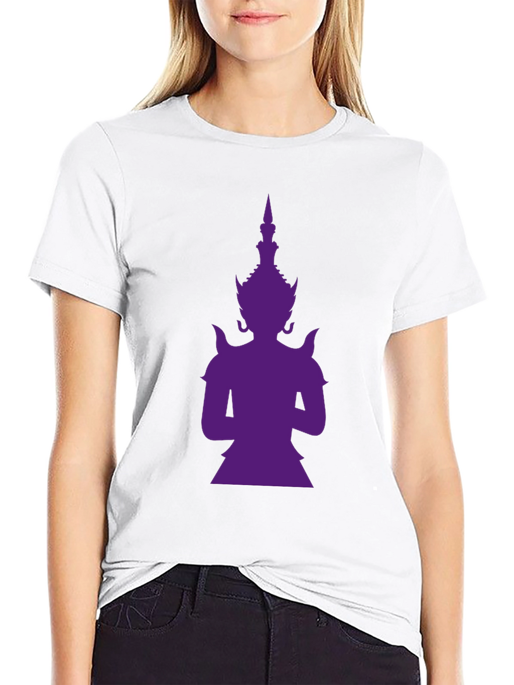 Purple Thailand Guardian God Graphic Black T-Shirt
