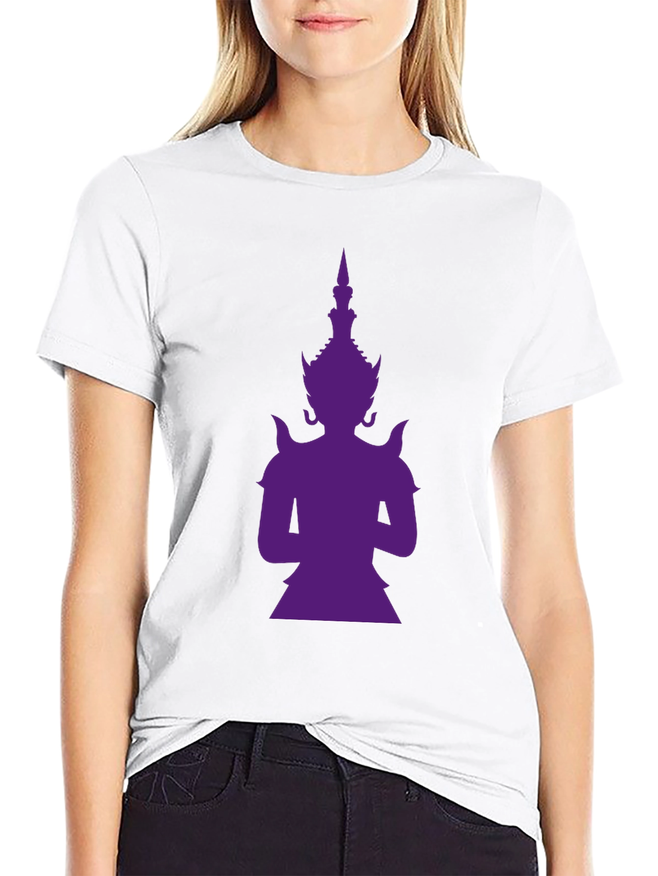 Purple Thailand Guardian God Graphic Black T-Shirt