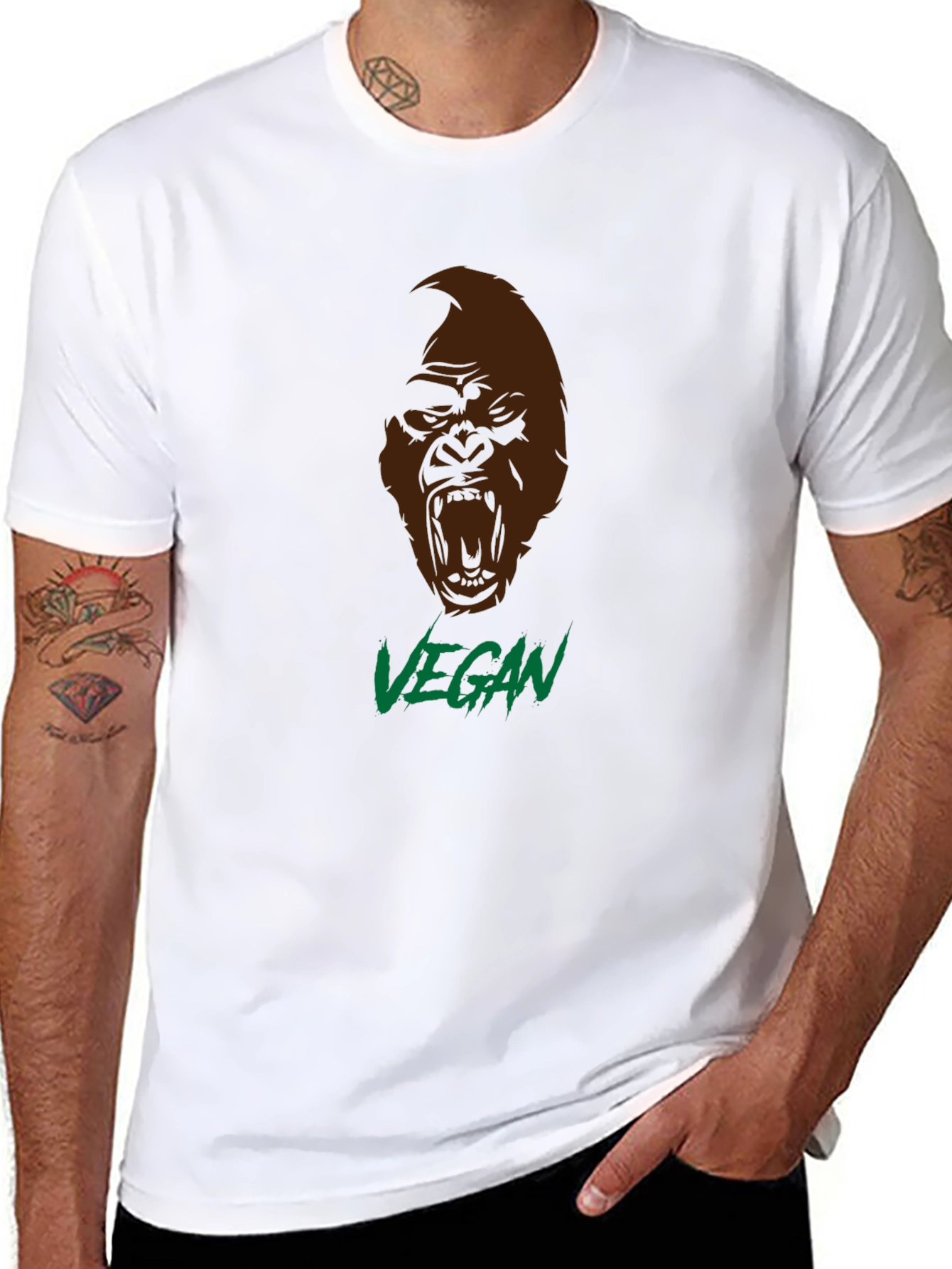 Vegan Gorilla Graphic T-Shirt - Bold Statement Tee