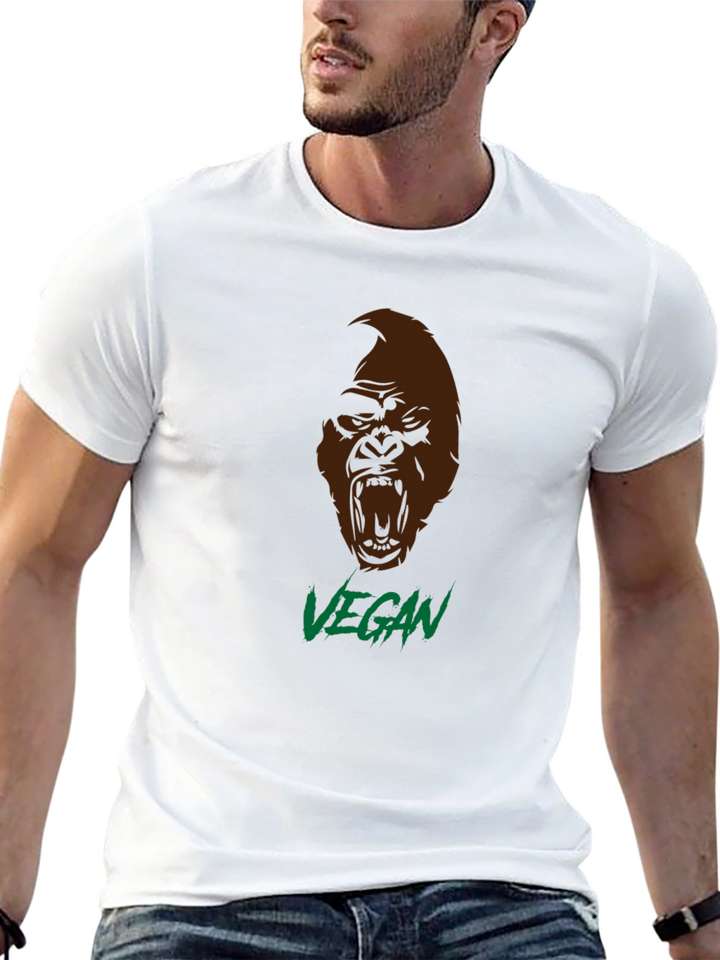 Vegan Gorilla Graphic T-Shirt - Bold Statement Tee