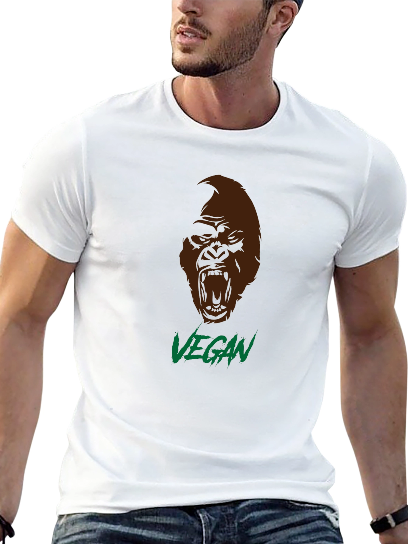 Vegan Gorilla Graphic T-Shirt - Bold Statement Tee