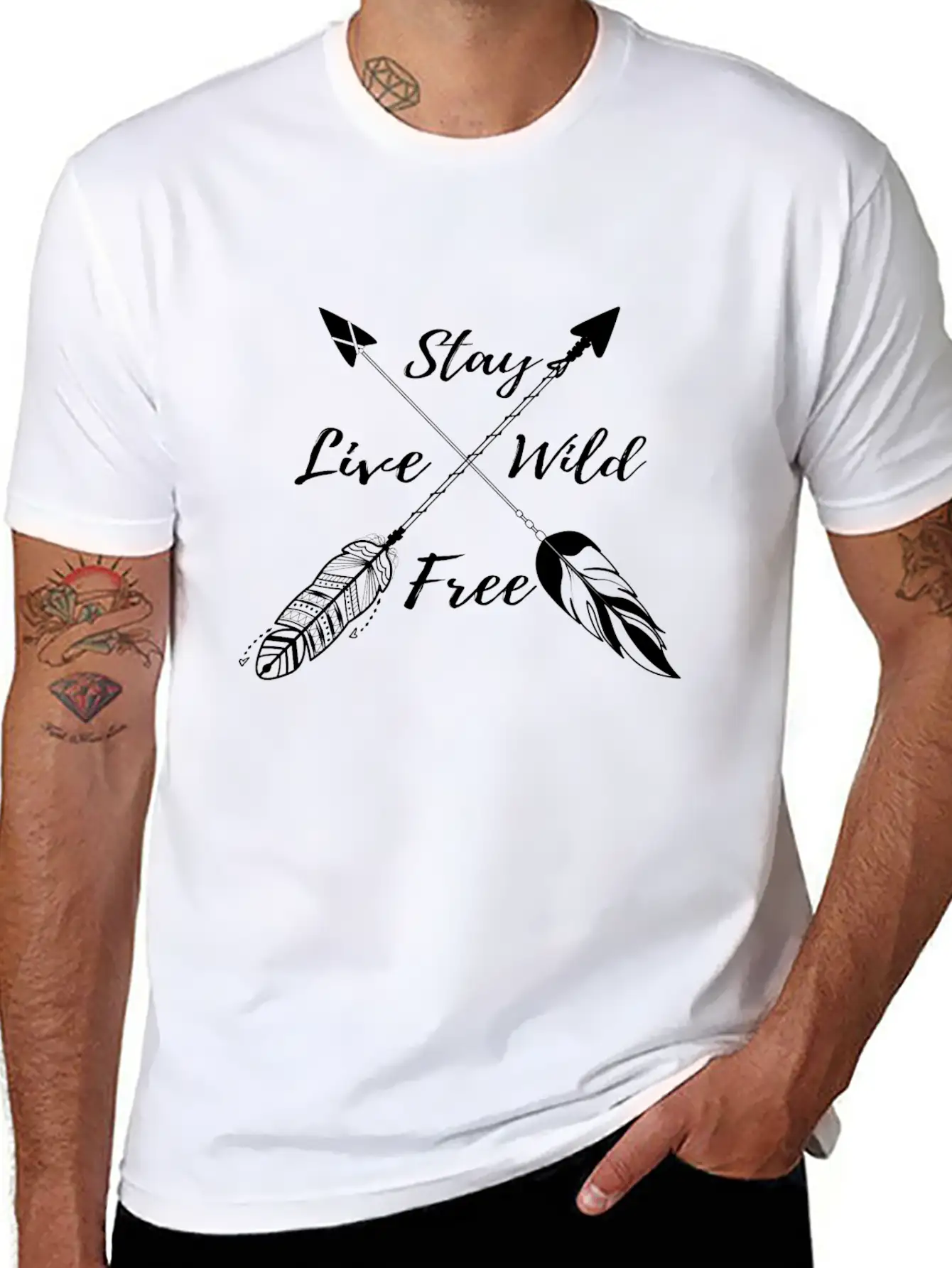 Yoga Namaste Boho - Stay Wild Live Free W Casual Graphic T-Shirt – Simple And Comfortable Daily Wear