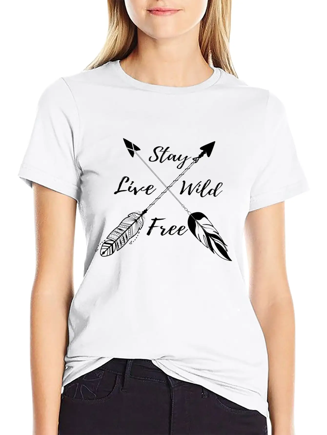 Yoga Namaste Boho - Stay Wild Live Free W Casual Graphic T-Shirt – Simple And Comfortable Daily Wear
