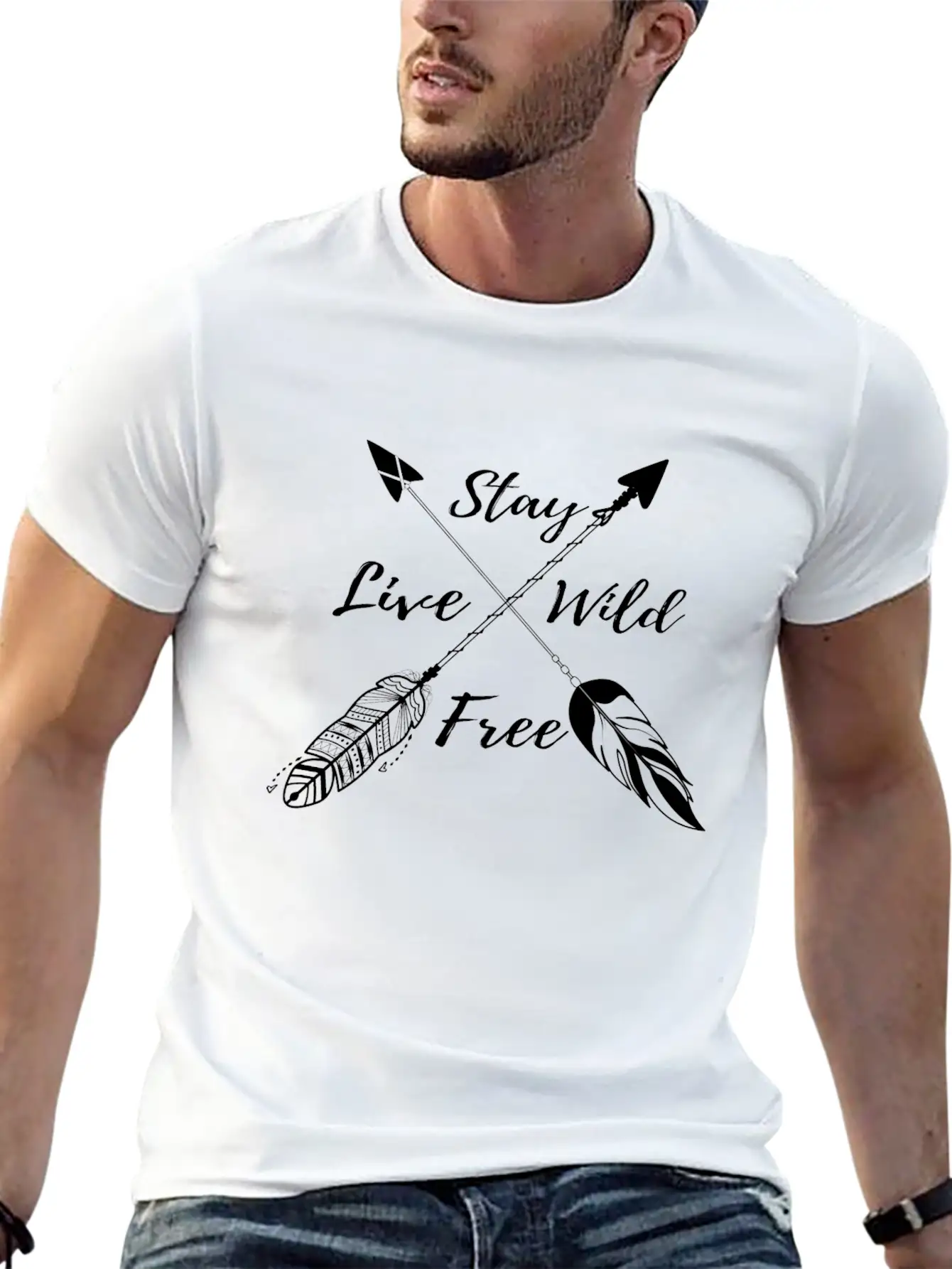 Yoga Namaste Boho - Stay Wild Live Free W Casual Graphic T-Shirt – Simple And Comfortable Daily Wear