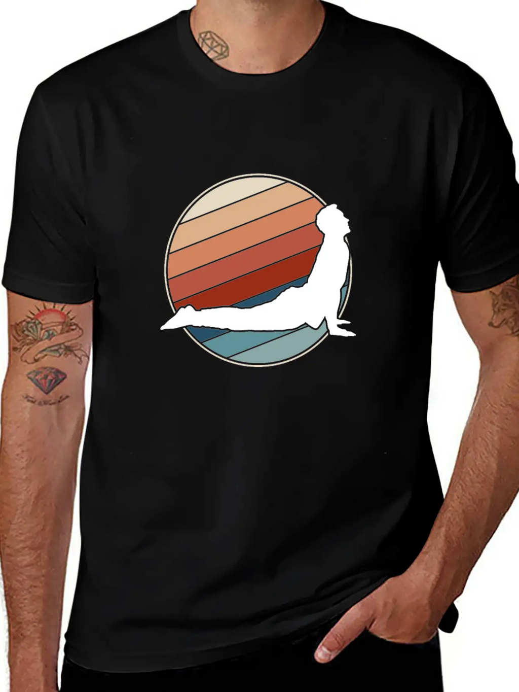 Yoga Pose In Retro Style Essential Cotton Tee For Daily Outfits – Unisex Style