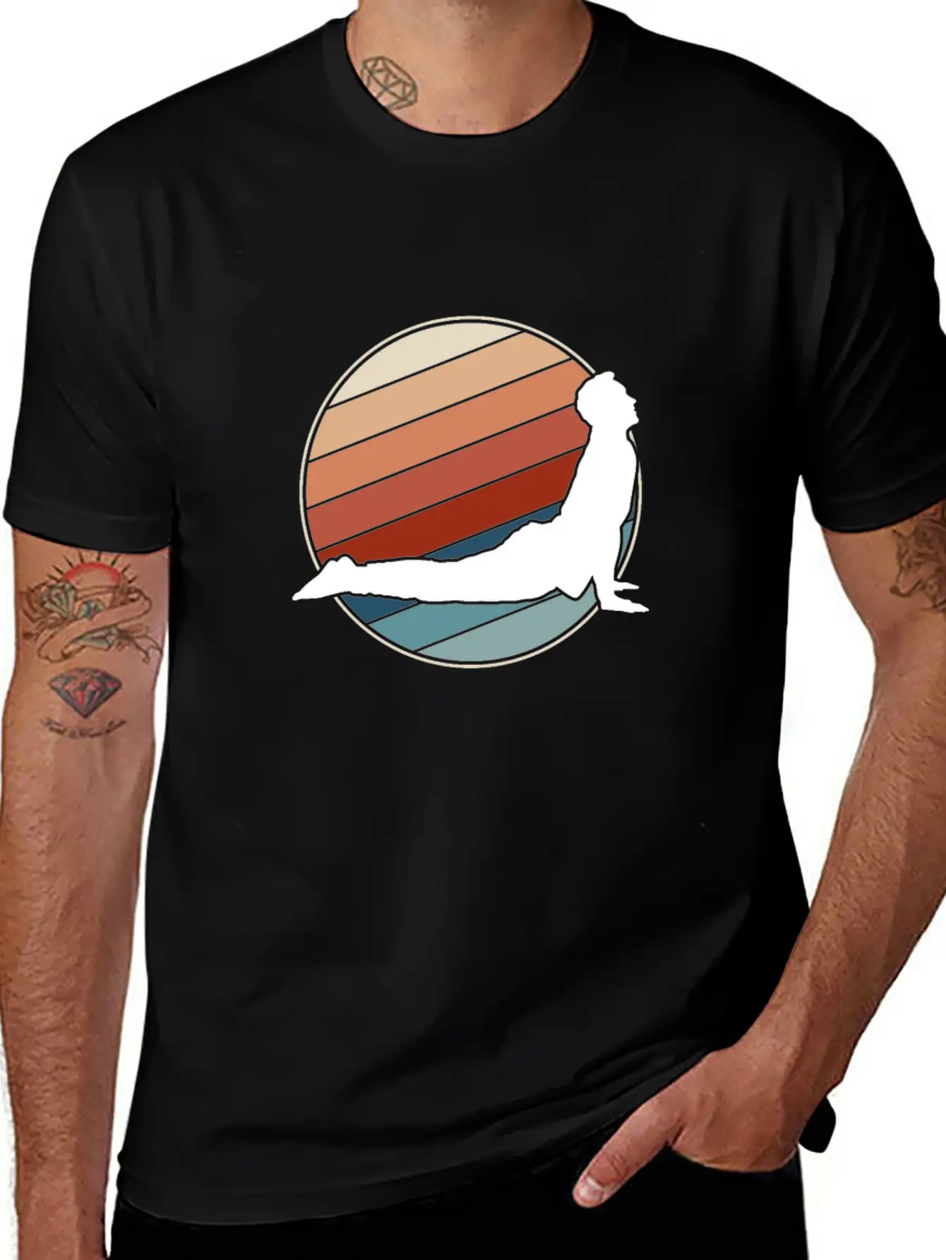 Yoga Pose In Retro Style Essential Cotton Tee For Daily Outfits – Unisex Style