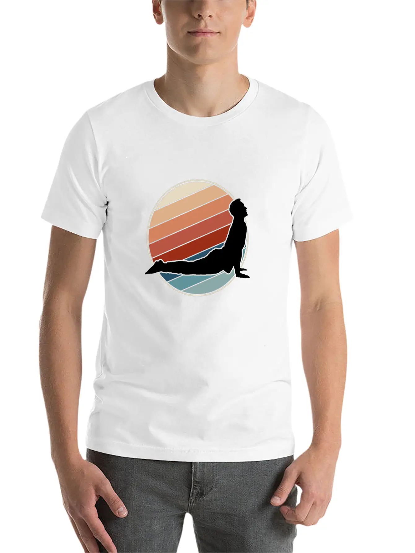 Yoga Pose In Retro Style Essential Cotton Tee For Daily Outfits – Unisex Style