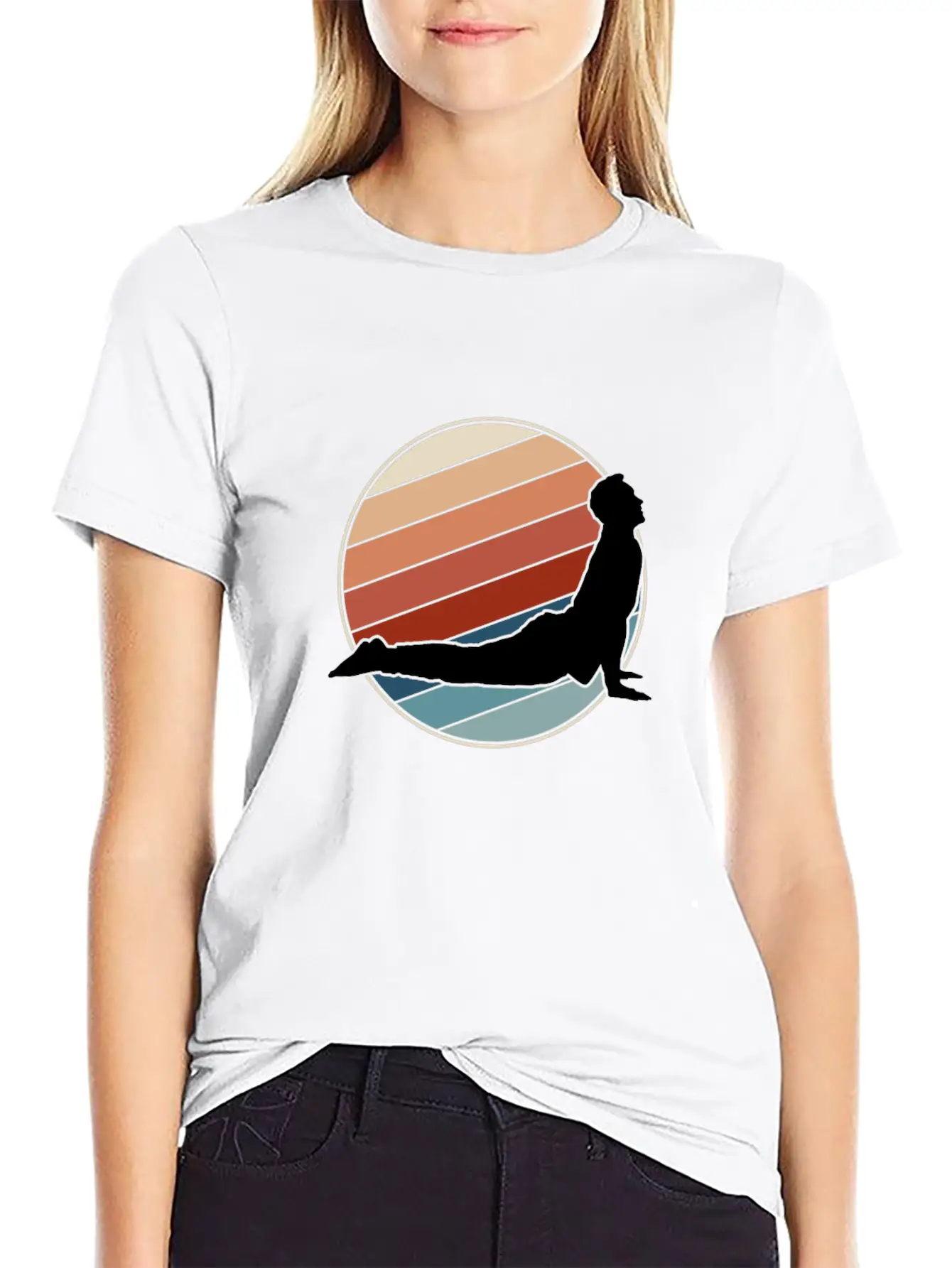 Yoga Pose In Retro Style Essential Cotton Tee For Daily Outfits – Unisex Style