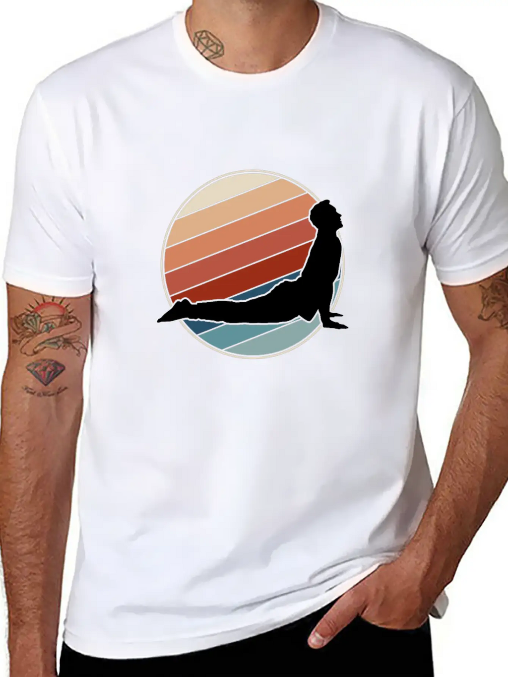 Yoga Pose In Retro Style Essential Cotton Tee For Daily Outfits – Unisex Style