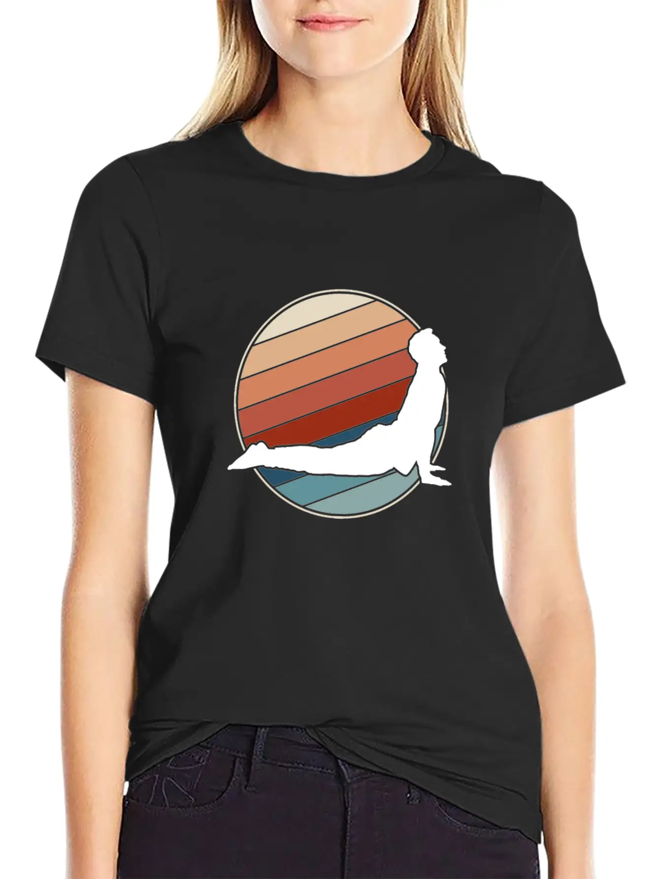 Yoga Pose In Retro Style Essential Cotton Tee For Daily Outfits – Unisex Style