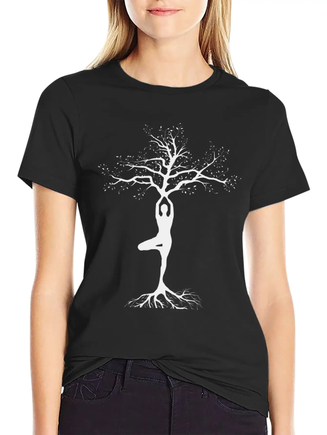 Yoga, Tree Of Life, Pose, Yoga Life Casual Graphic T-Shirt – Simple And Comfortable Daily Wear