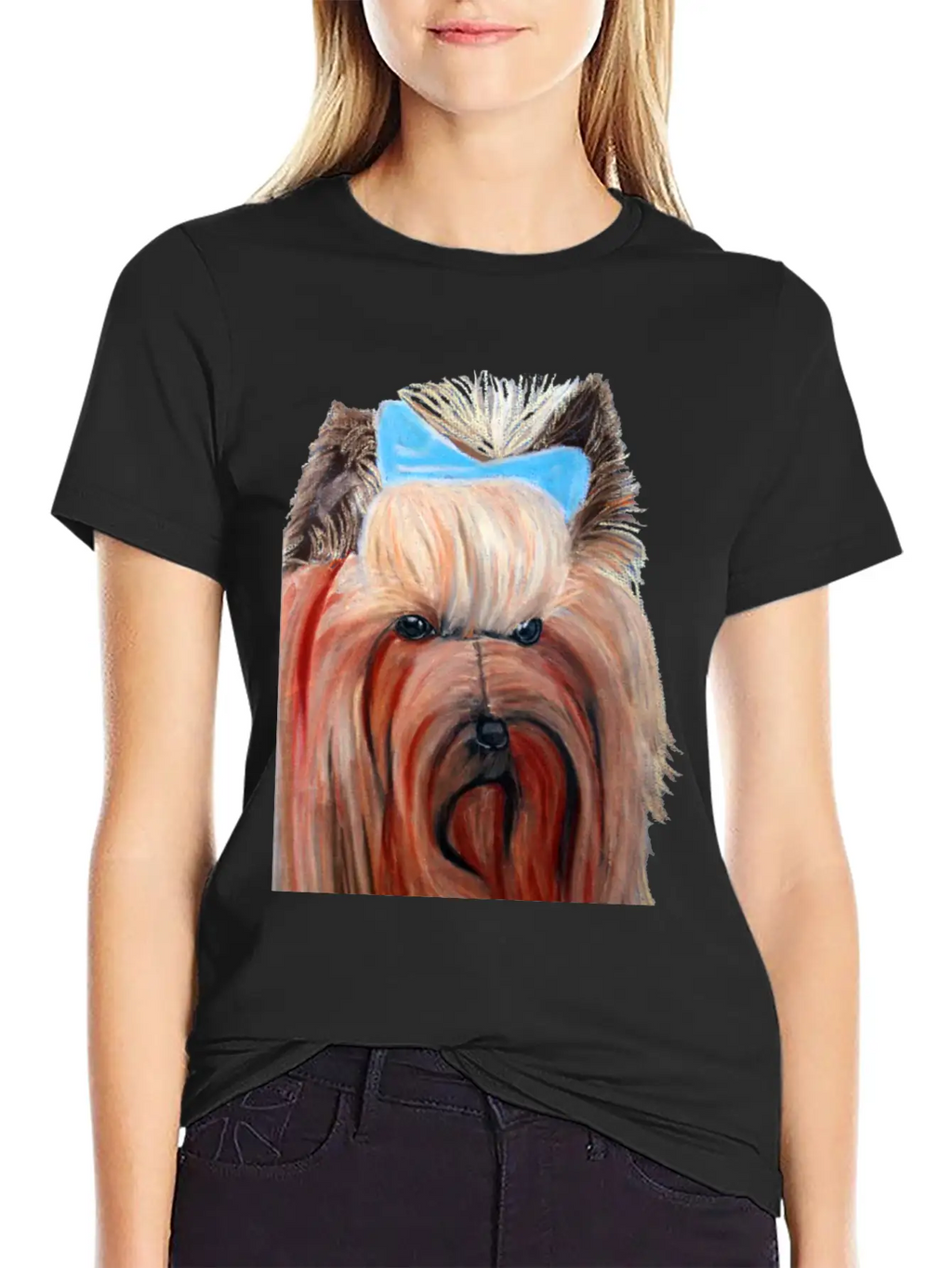 Yorkshire Dog Painting Breathable Soft Cotton T-Shirt – Timeless Casual Look