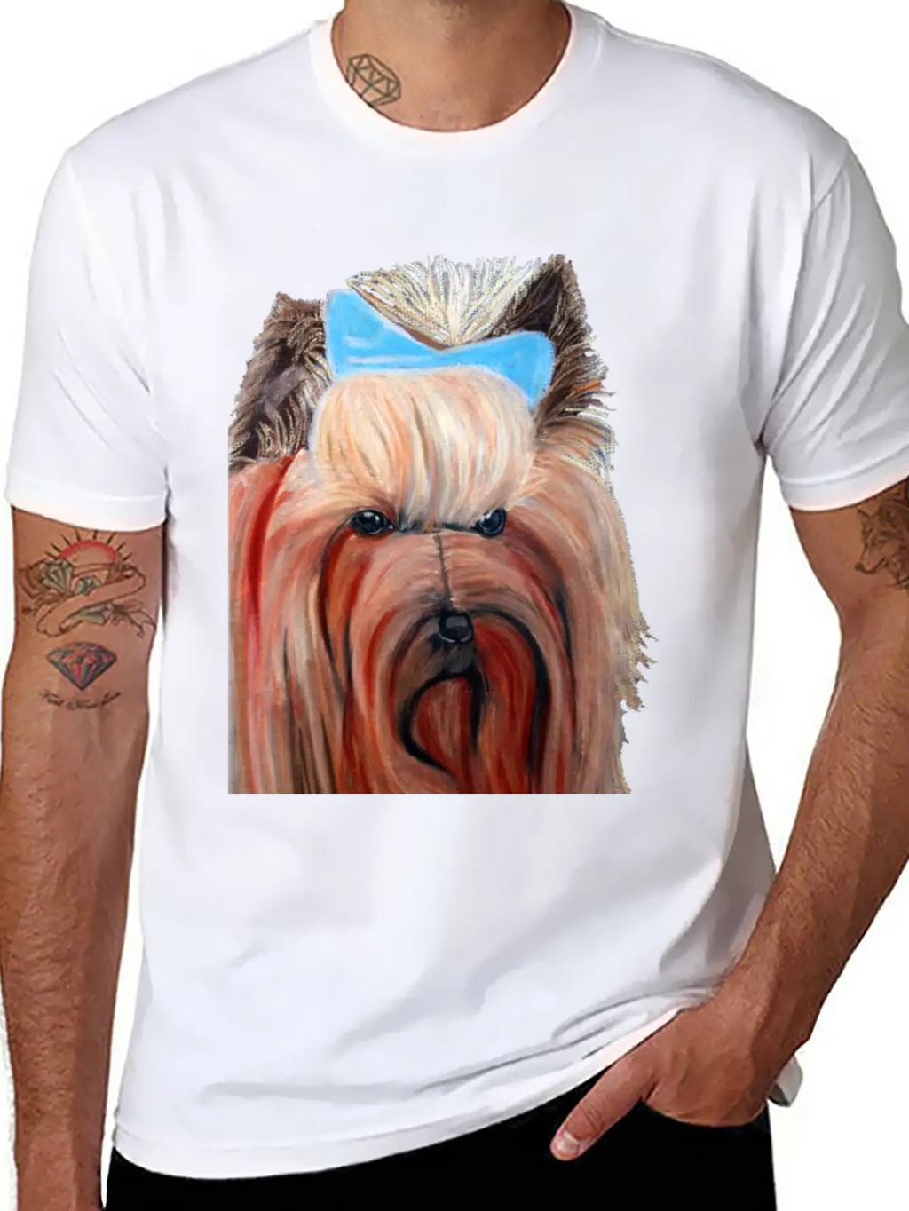 Yorkshire Dog Painting Breathable Soft Cotton T-Shirt – Timeless Casual Look