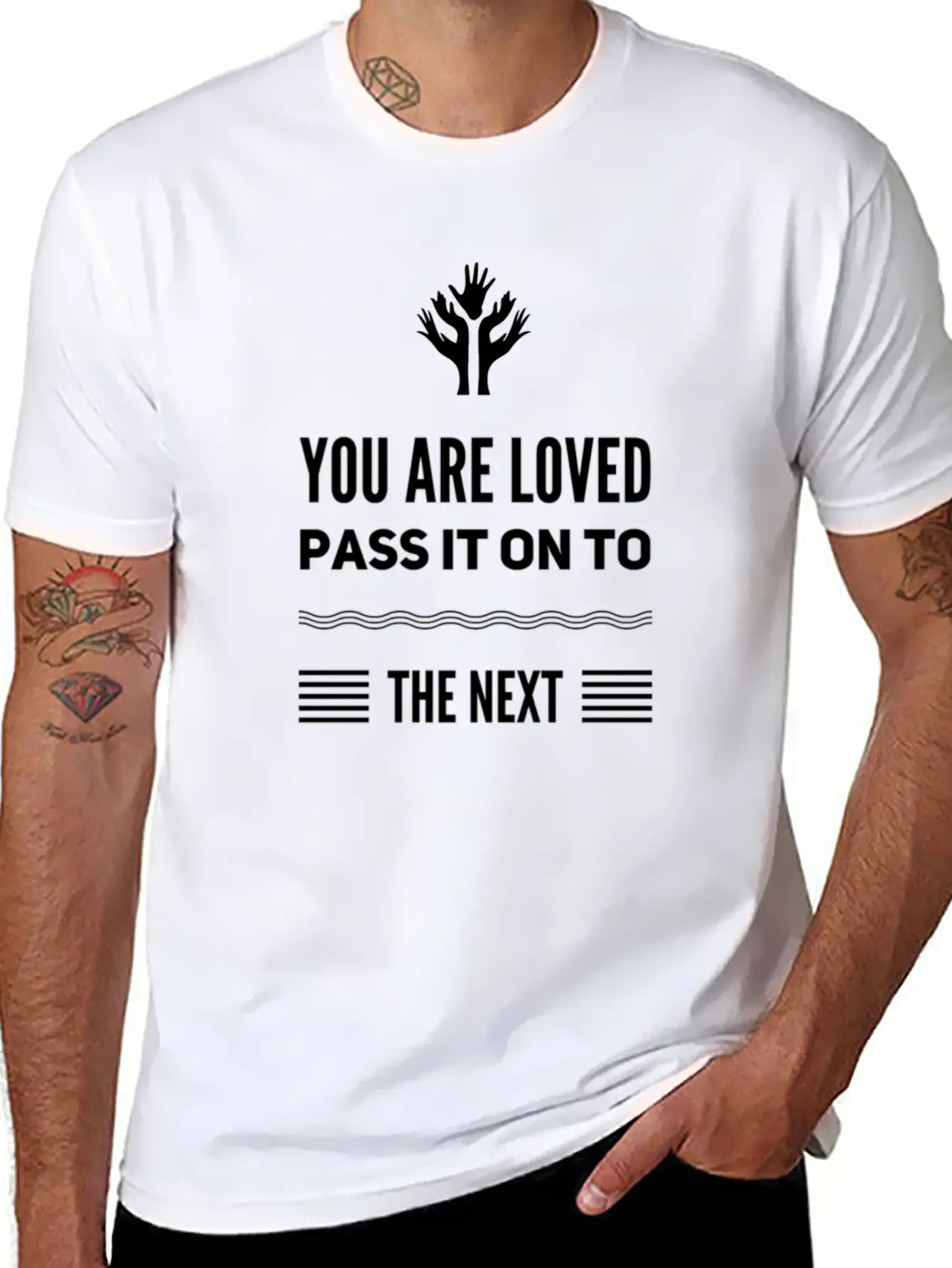You Are Loved, Pass It On To The NEXT Message Unisex Short Sleeve Soft Cotton T-Shirt – Casual Everyday Wear