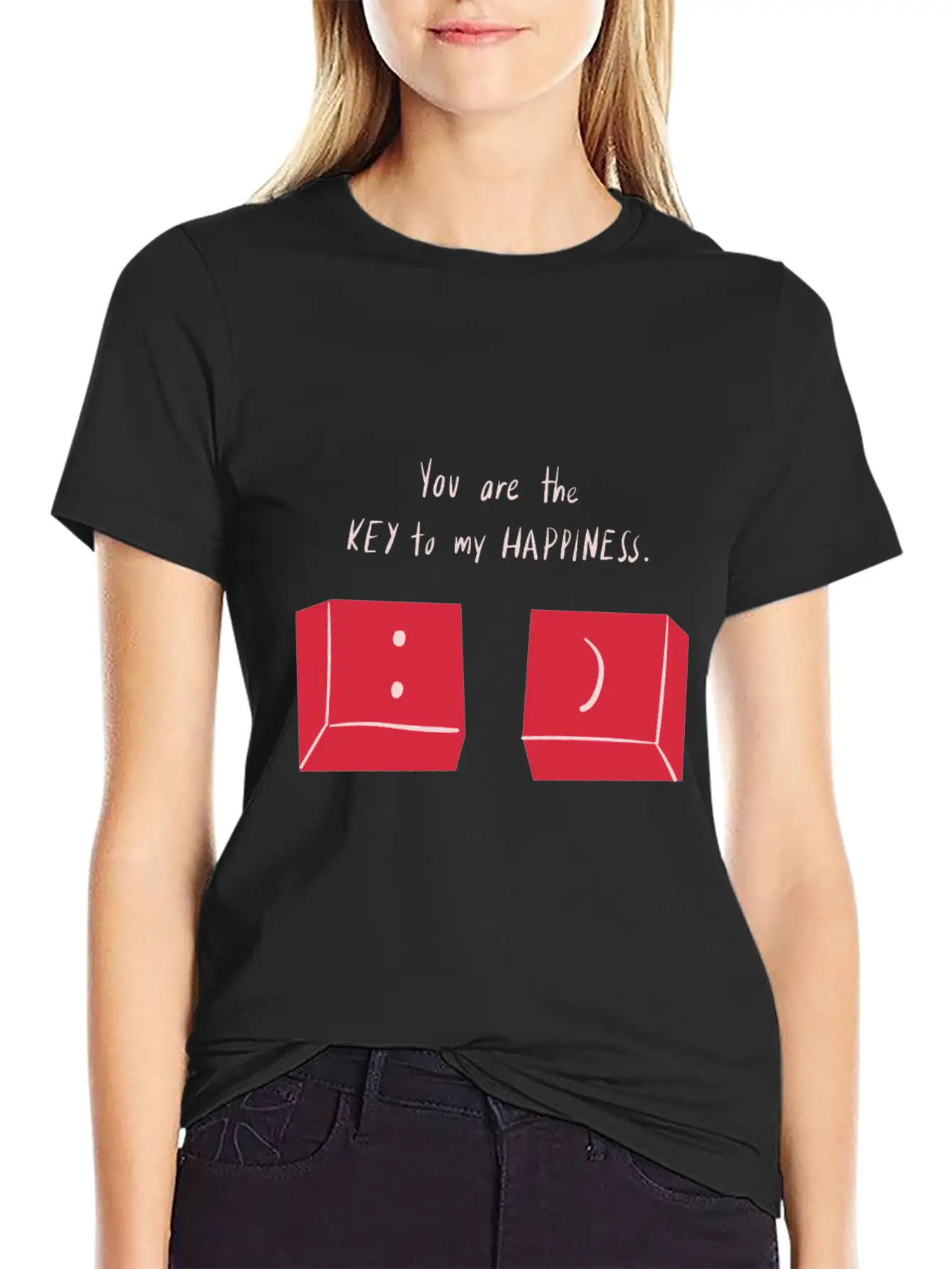 You Are The Key To My Happiness Keyboard Keys Love Unisex Short Sleeve Soft Cotton T-Shirt – Casual Everyday Wear