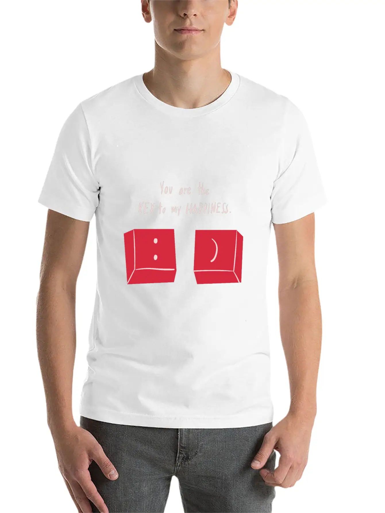 You Are The Key To My Happiness Keyboard Keys Love Unisex Short Sleeve Soft Cotton T-Shirt – Casual Everyday Wear
